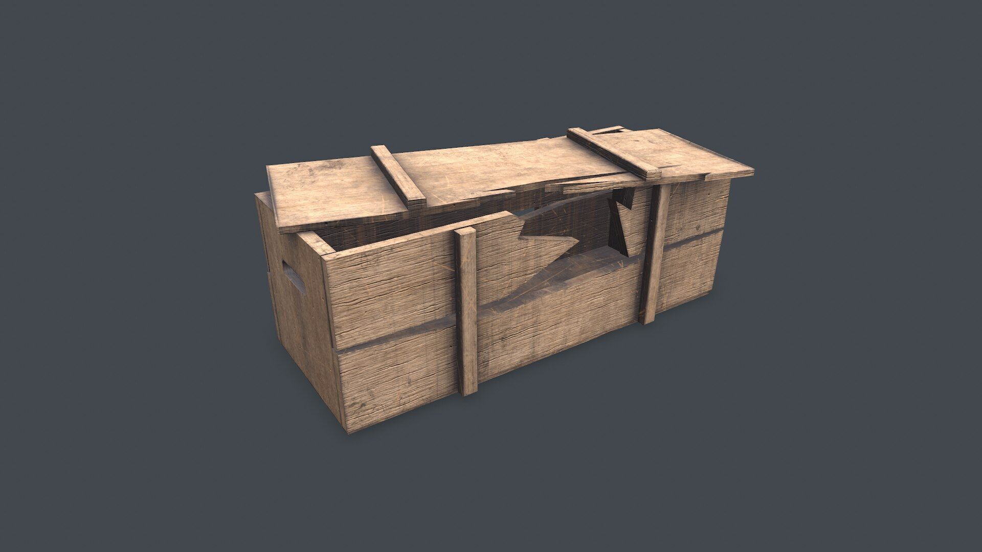 Broken Wooden Crate Low-poly PBR Low-poly 3D model_3