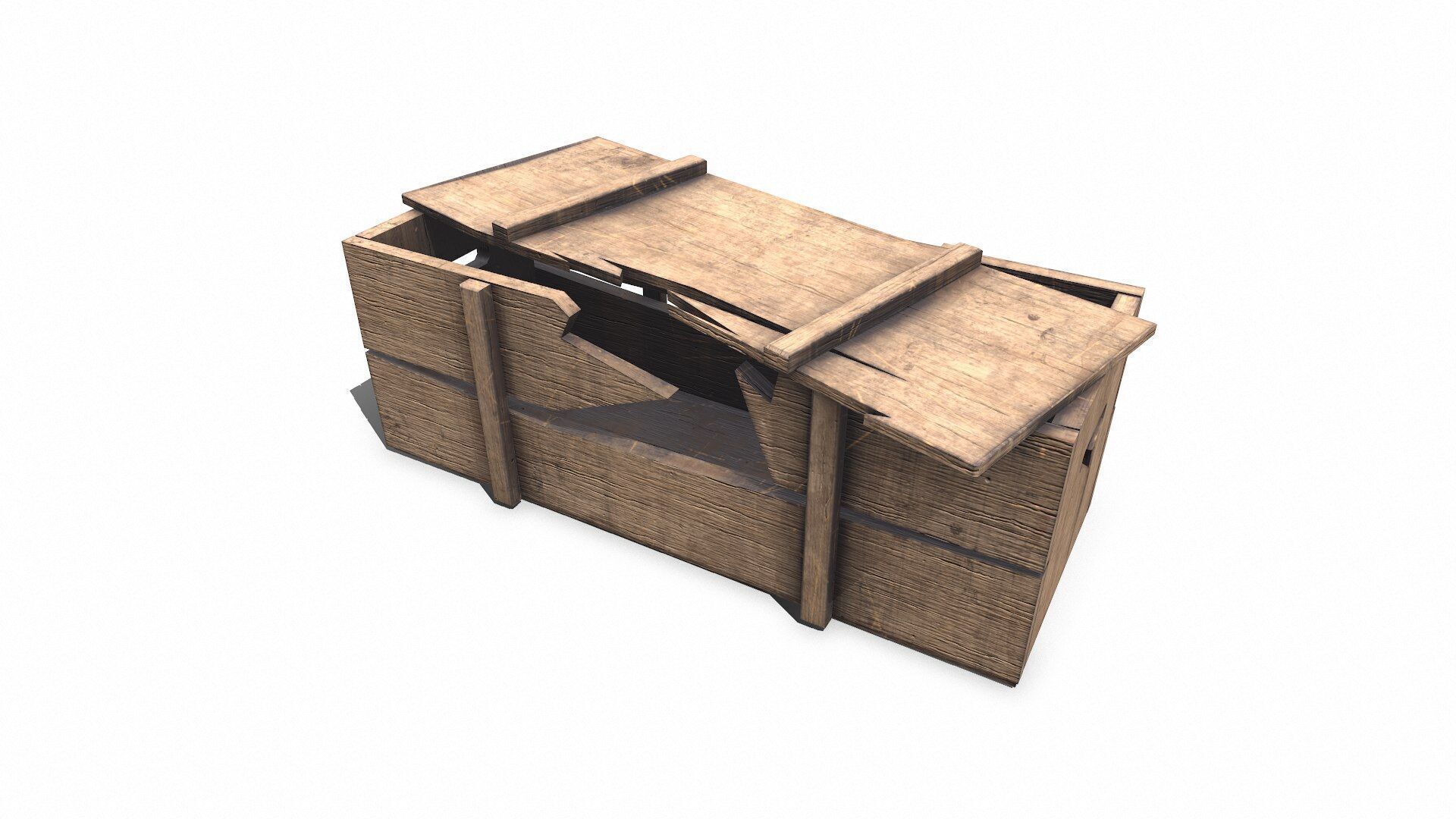 Broken Wooden Crate Low-poly PBR Low-poly 3D model_4