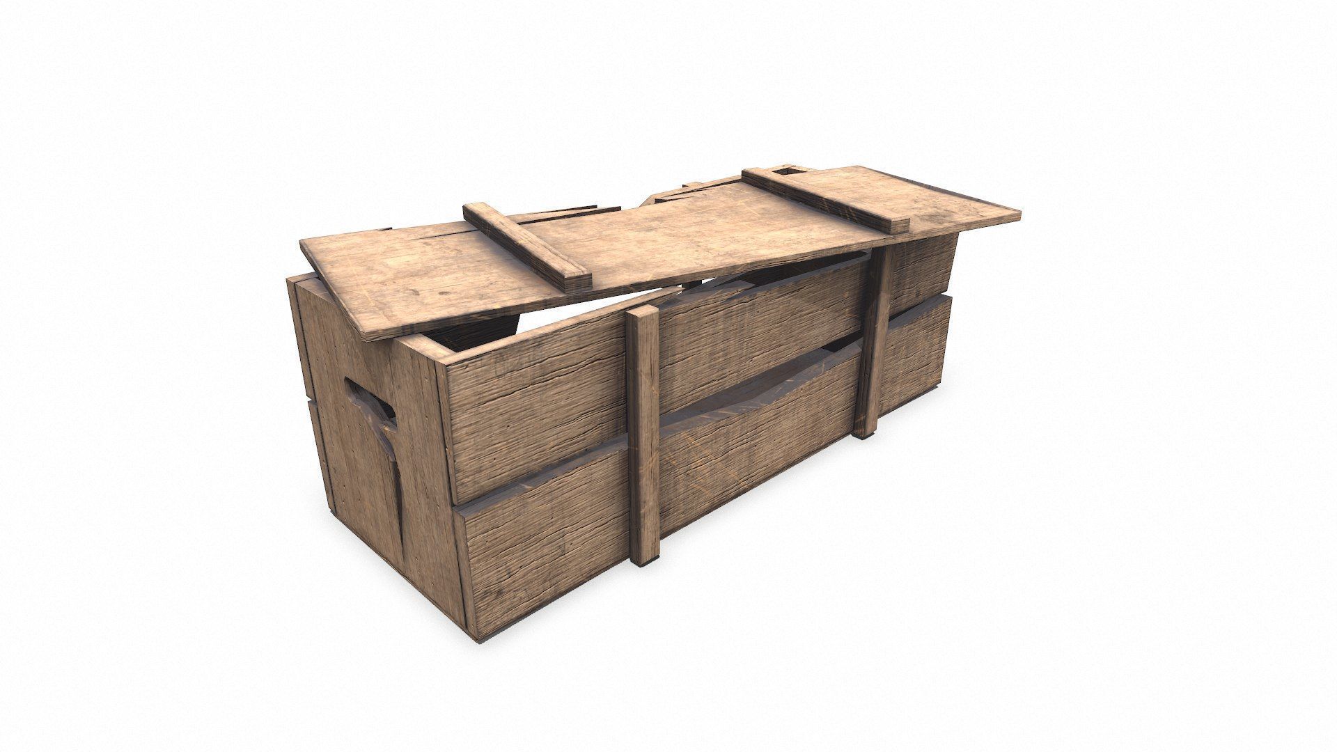 Broken Wooden Crate Low-poly PBR Low-poly 3D model_11