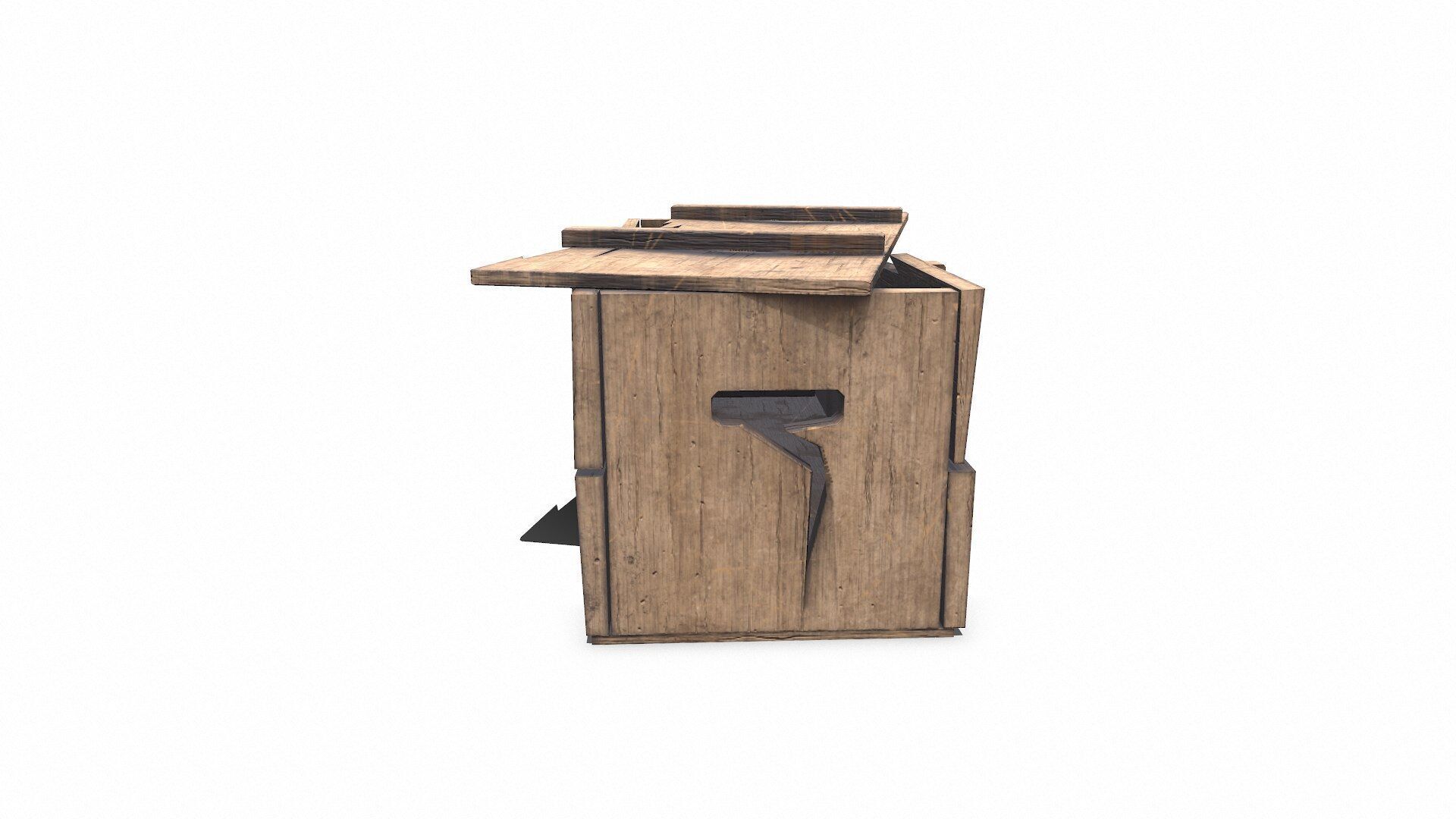 Broken Wooden Crate Low-poly PBR Low-poly 3D model_6