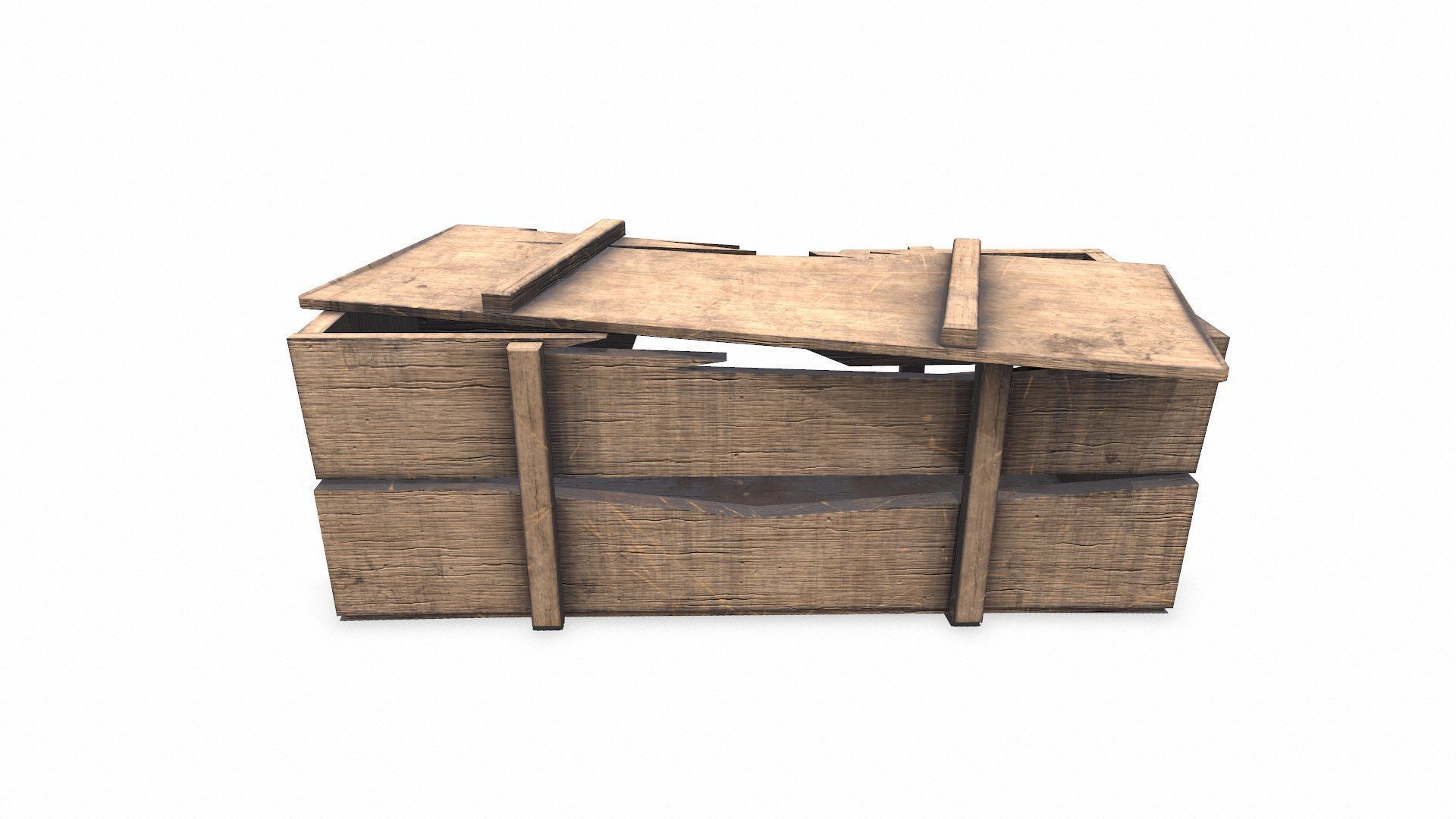 Broken Wooden Crate Low-poly PBR Low-poly 3D model_13