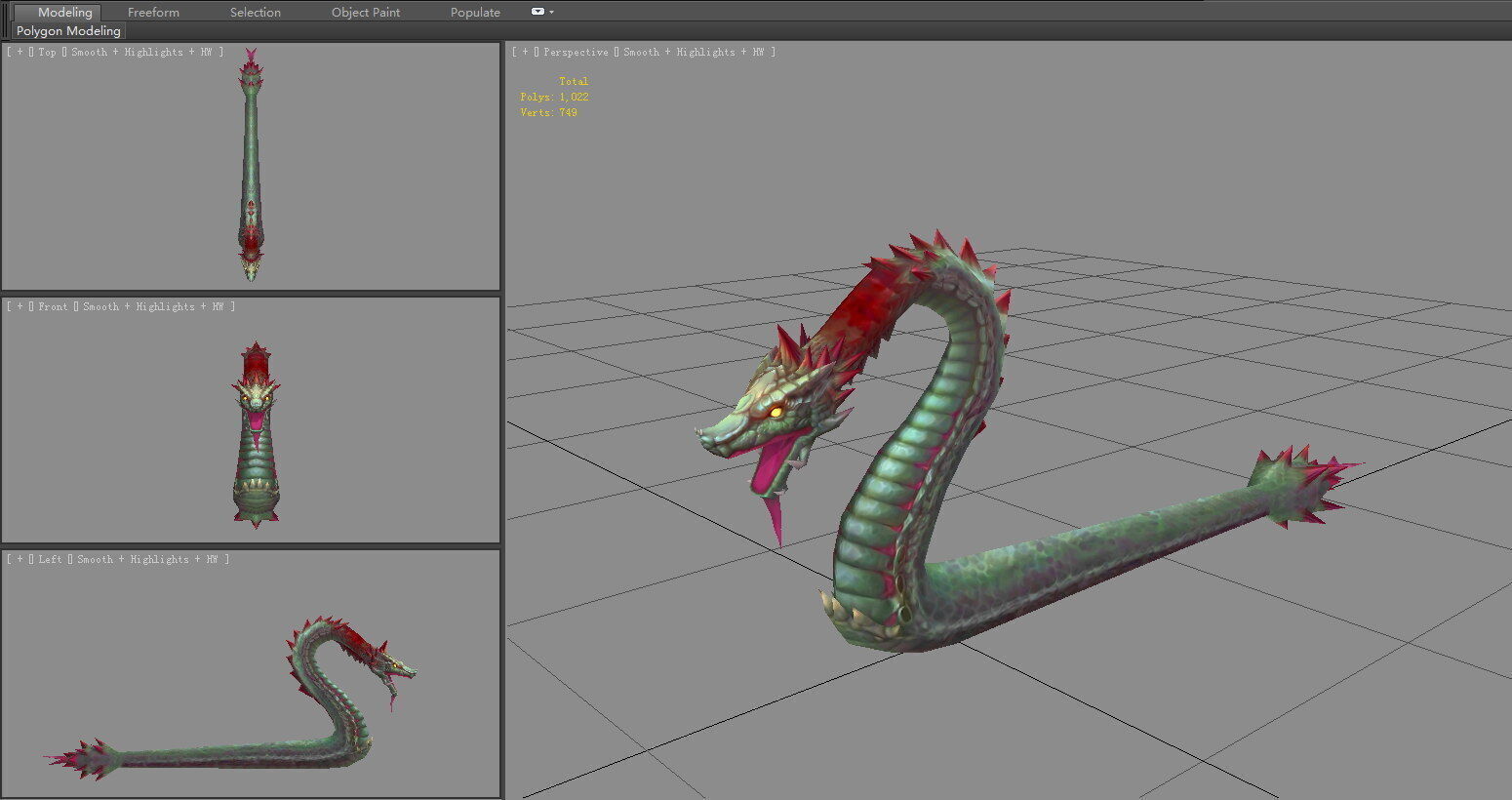 Python monster - Giant snake Low-poly 3D model_4