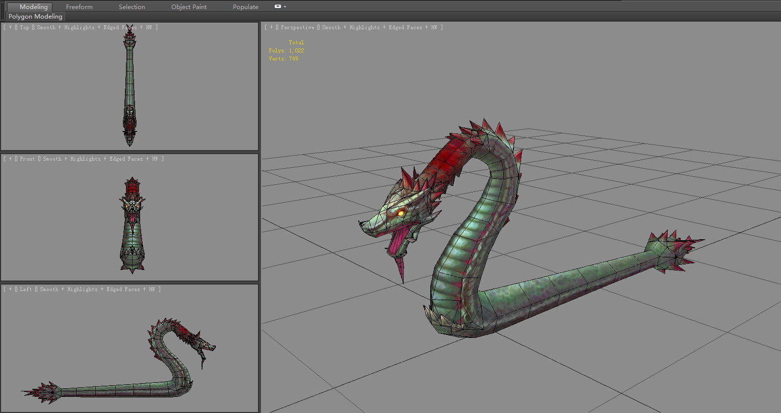 Python monster - Giant snake Low-poly 3D model_5