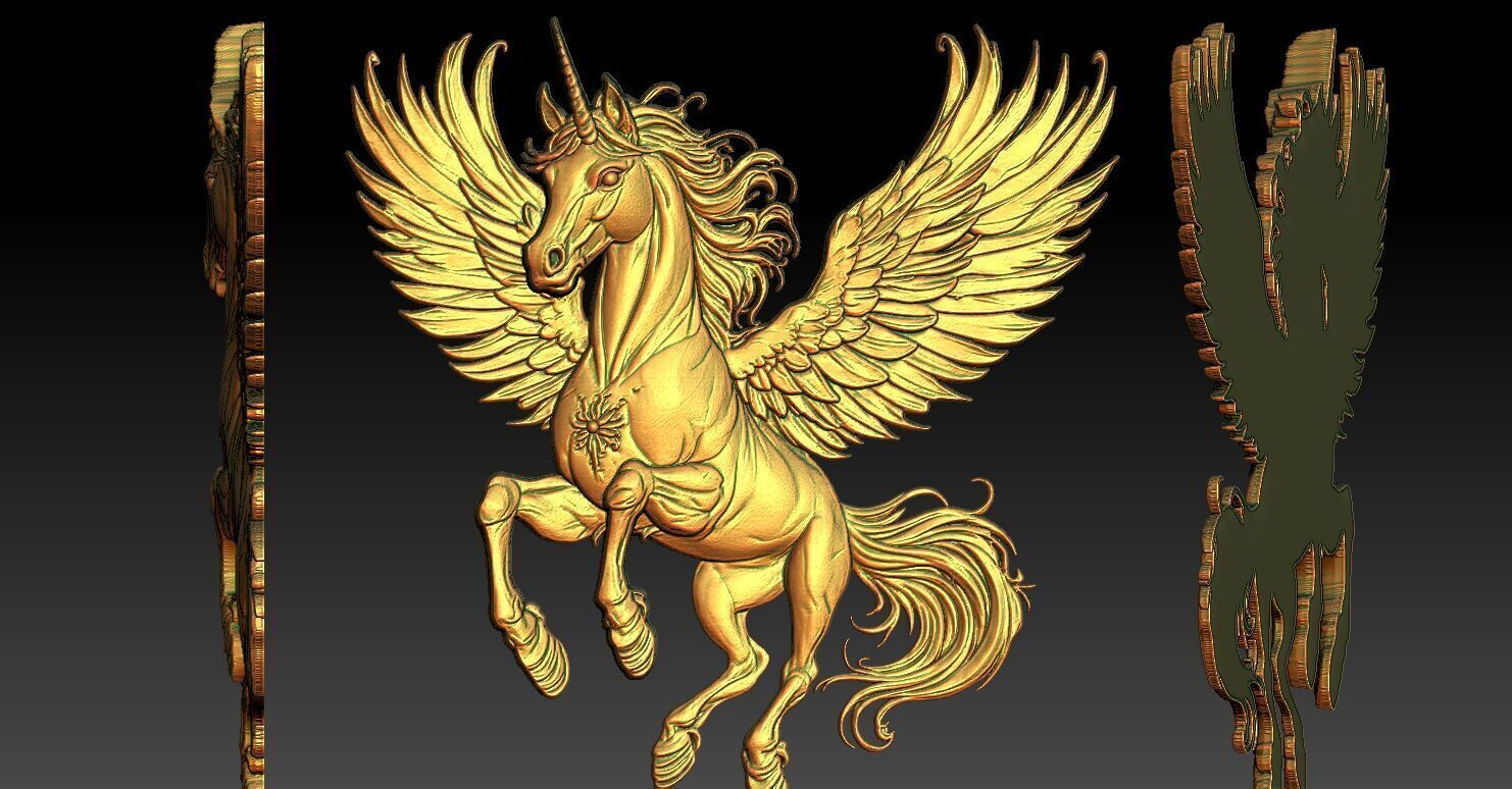 1 unicorn CNC Relief Model 3D print model_1