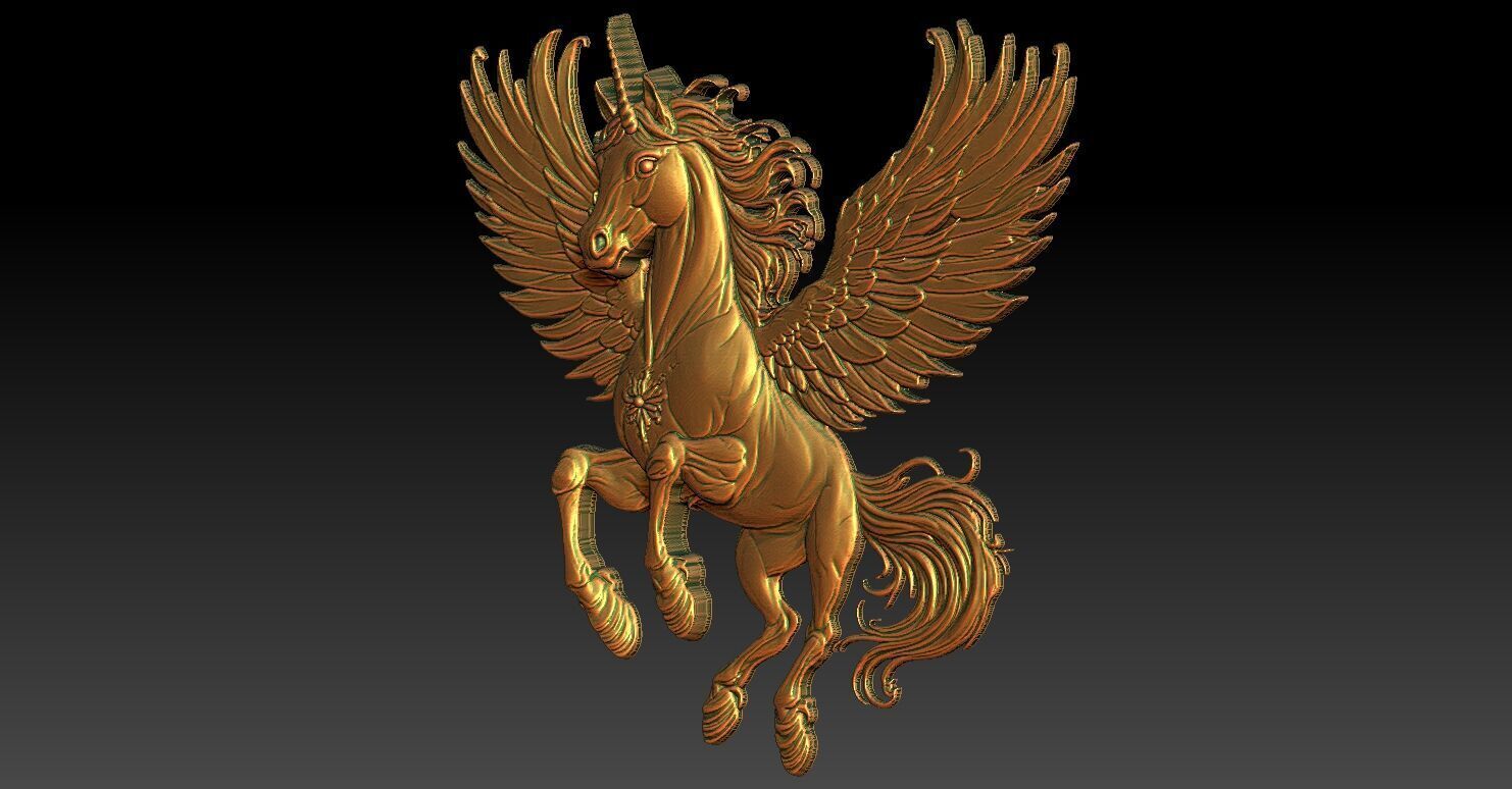 1 unicorn CNC Relief Model 3D print model_3