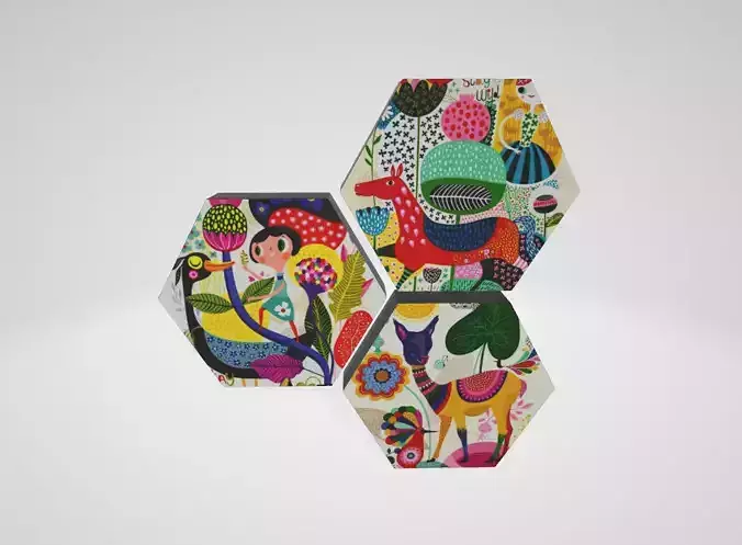 Hexagon Kid Room Decor Modern Art