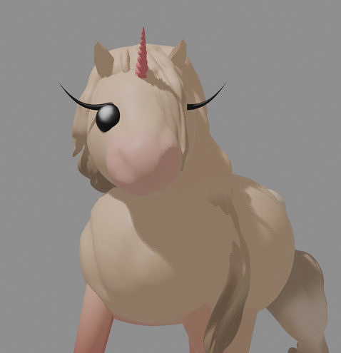 Low Poly Cremello Cute Unicorn Horse Low-poly 3D model