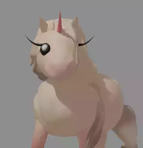Low Poly Cremello Cute Unicorn Horse