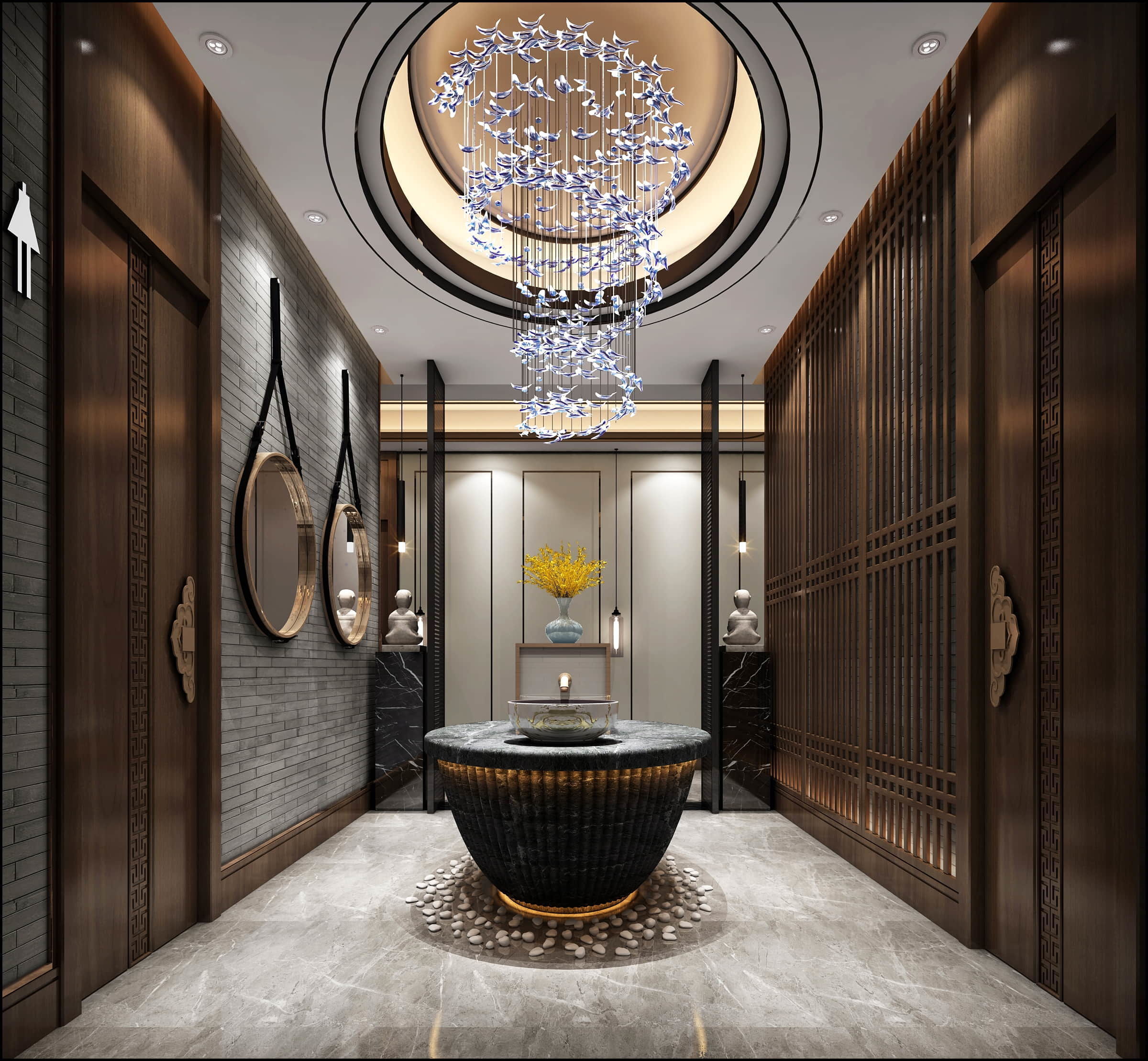 Public Restroom - Modular Design Game-Ready 3D Scene Low-poly 3D model_16