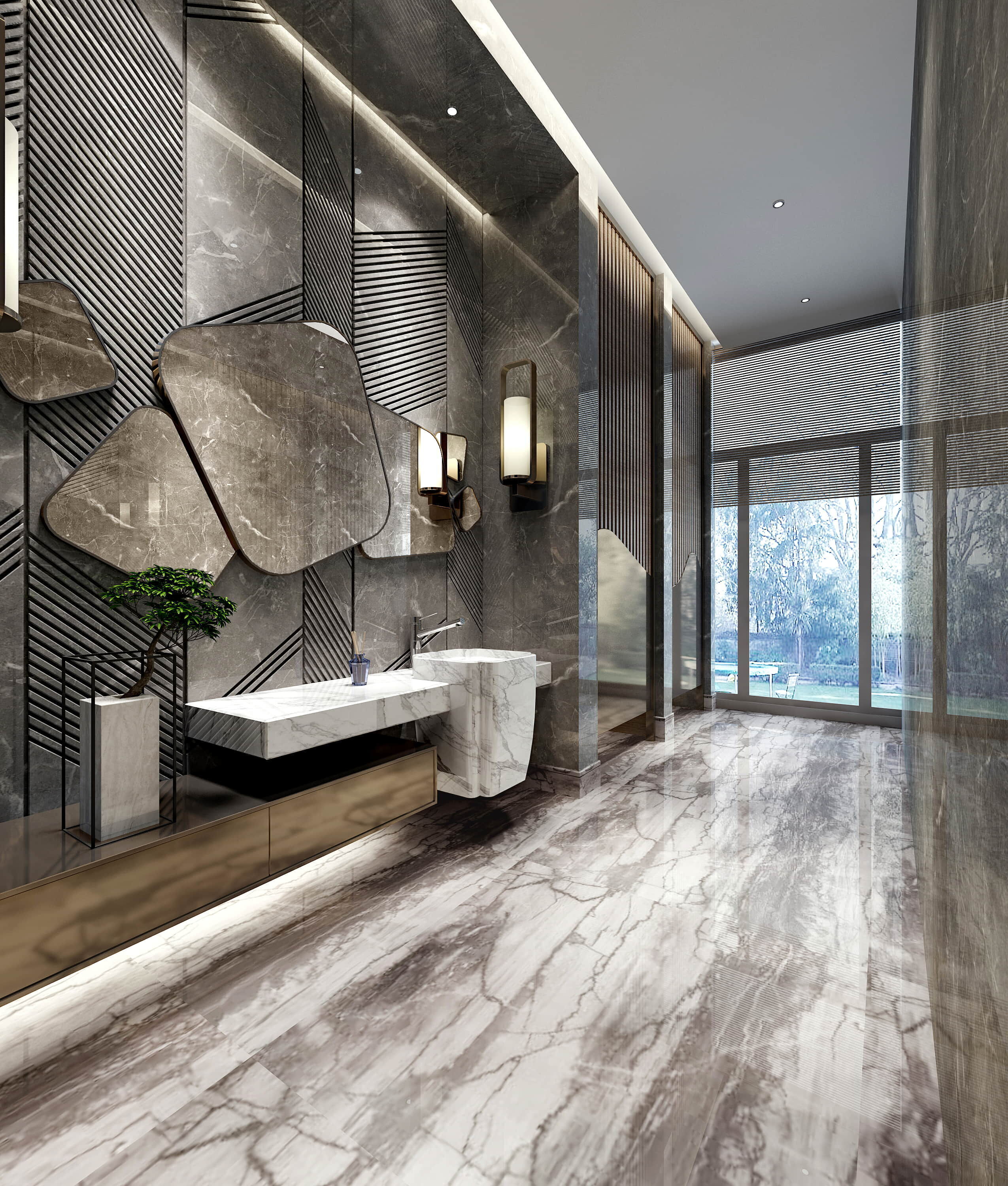 Public Restroom - Modular Design Game-Ready 3D Scene Low-poly 3D model_12