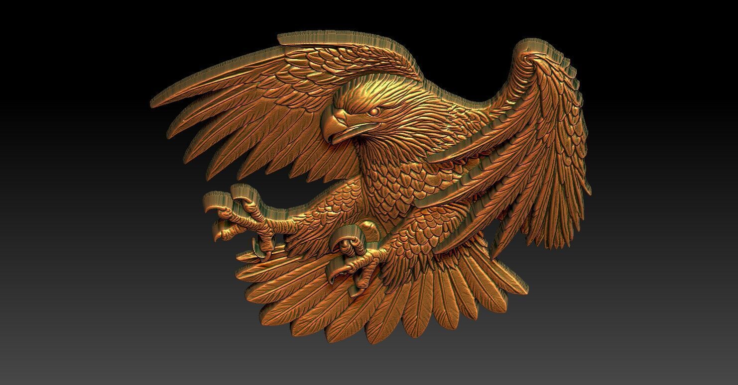 6 Eagle CNC Relief Model 3D print model_2