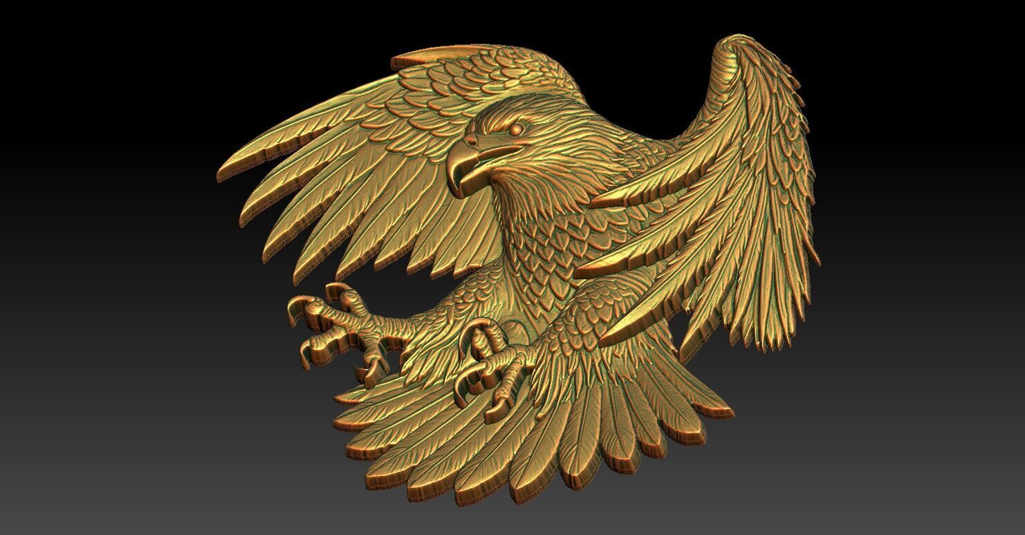 6 Eagle CNC Relief Model 3D print model_4