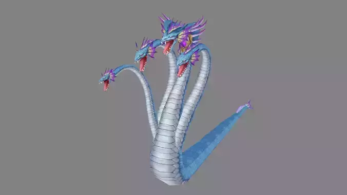 Multi-headed snake demon Low-poly 3D model
