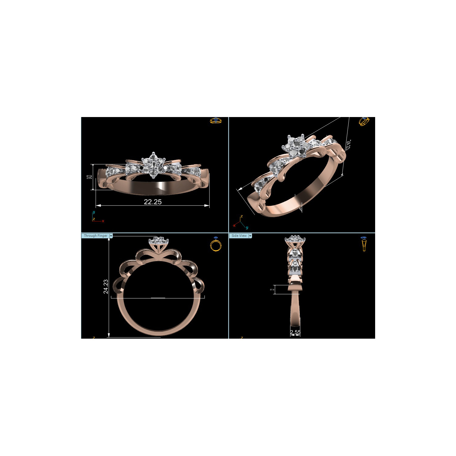 Women Ring Render 3dm STL MTL SLC JCD OBJ FBX Details 3D print model_25