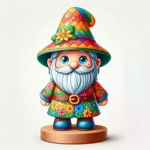 1098Fairy Tale Gnome Color Full Body Figurine on Base