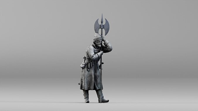 001639 Guard at Rest Medieval Halberd Soldier 3D Scan Low-poly 3D model