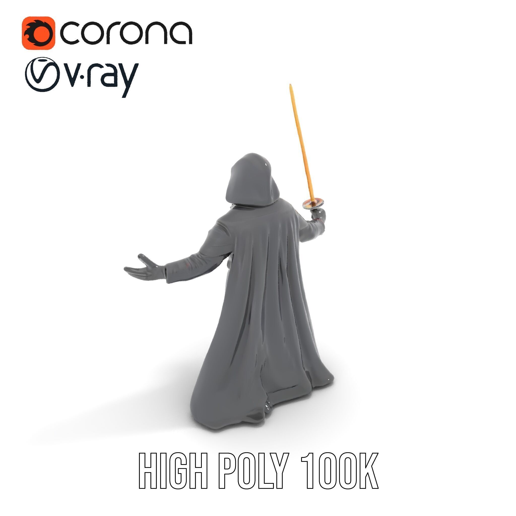 Dark Hooded Warrior Character Rigged and Animated D Model Low-poly 3D model_11