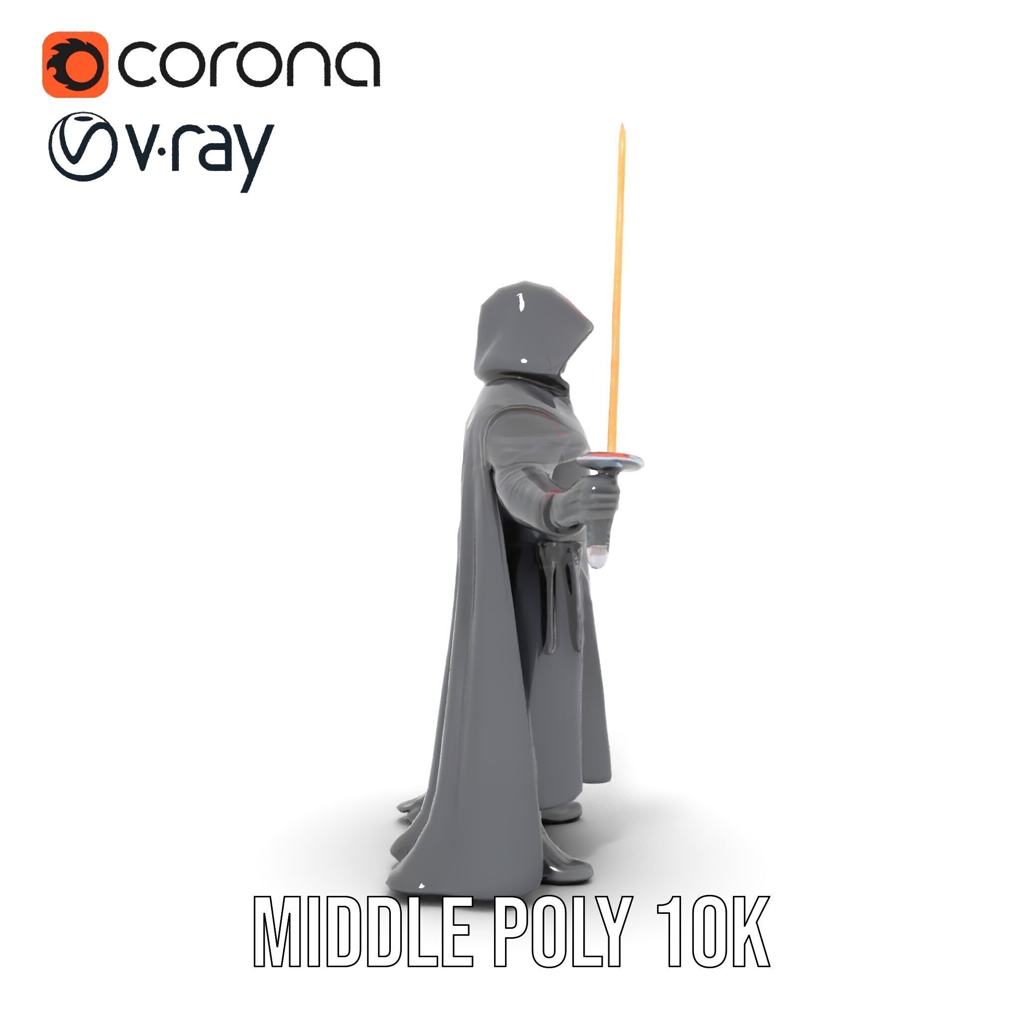 Dark Hooded Warrior Character Rigged and Animated D Model Low-poly 3D model_15