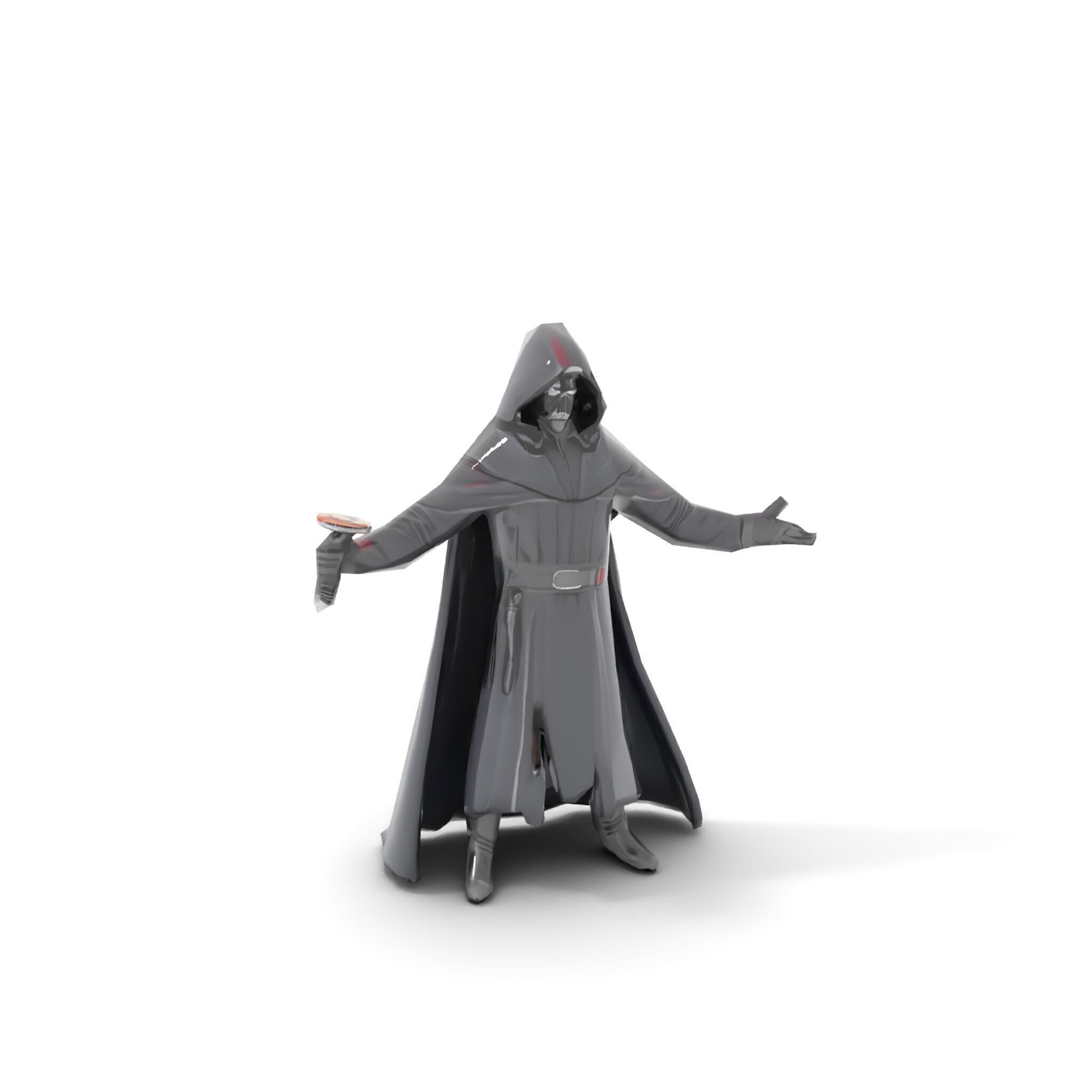 Dark Hooded Warrior Character Rigged and Animated D Model Low-poly 3D model_25