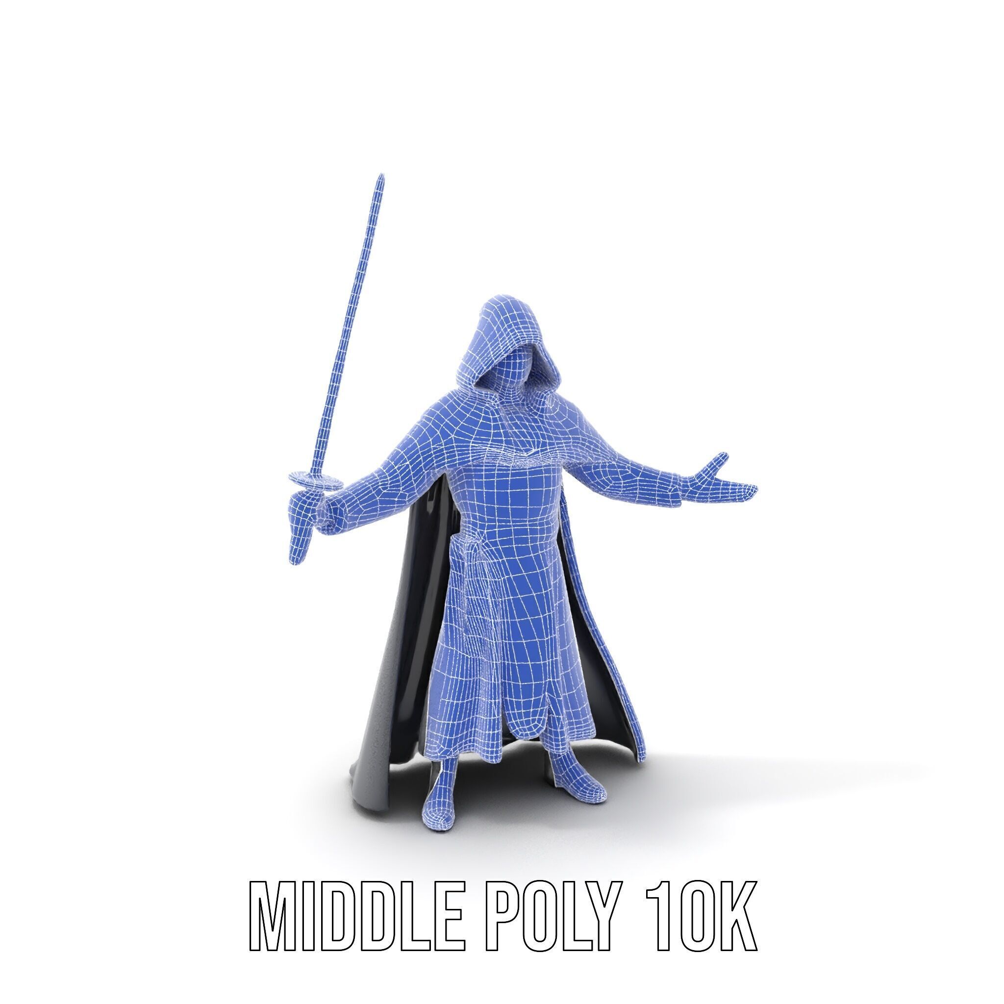Dark Hooded Warrior Character Rigged and Animated D Model Low-poly 3D model_24