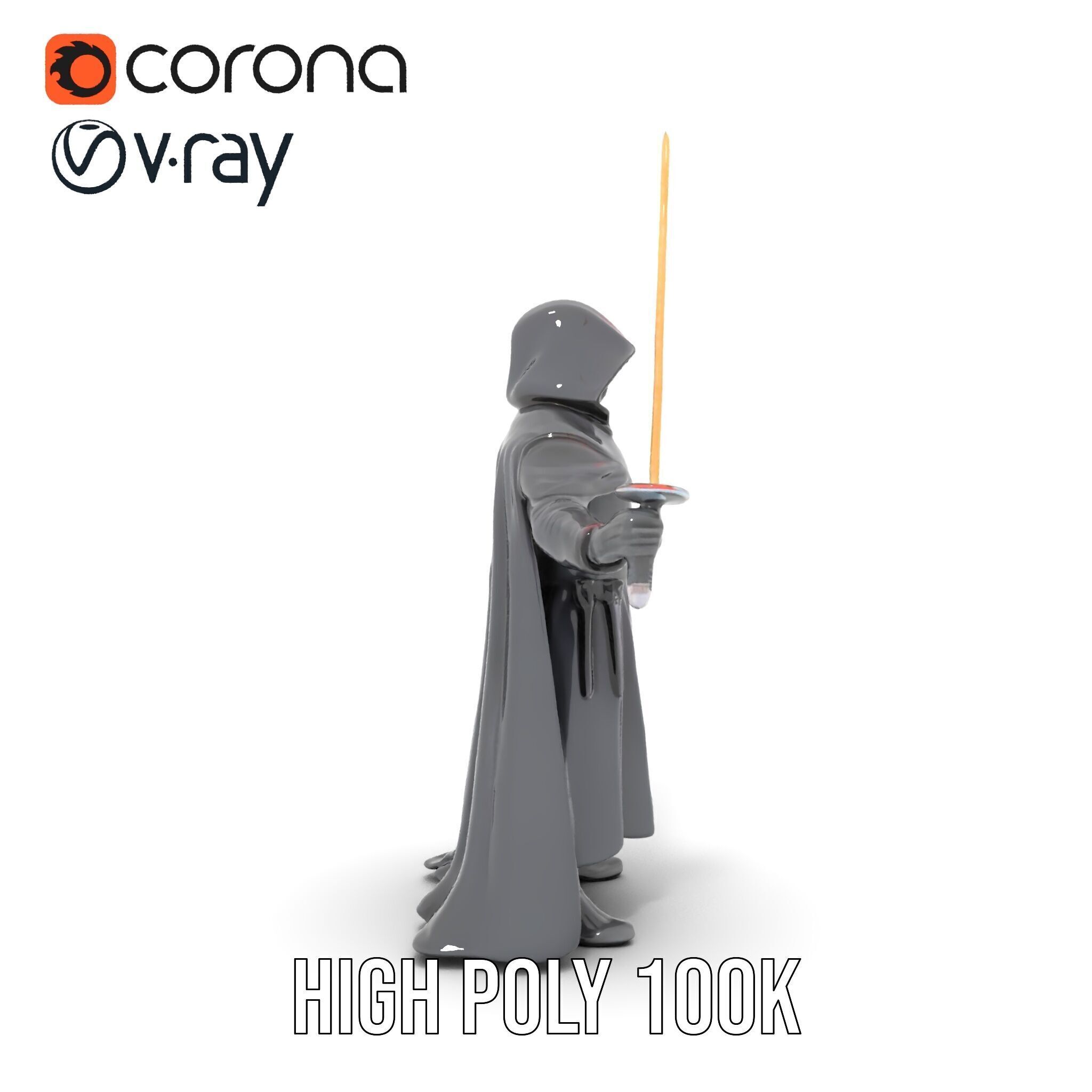 Dark Hooded Warrior Character Rigged and Animated D Model Low-poly 3D model_14