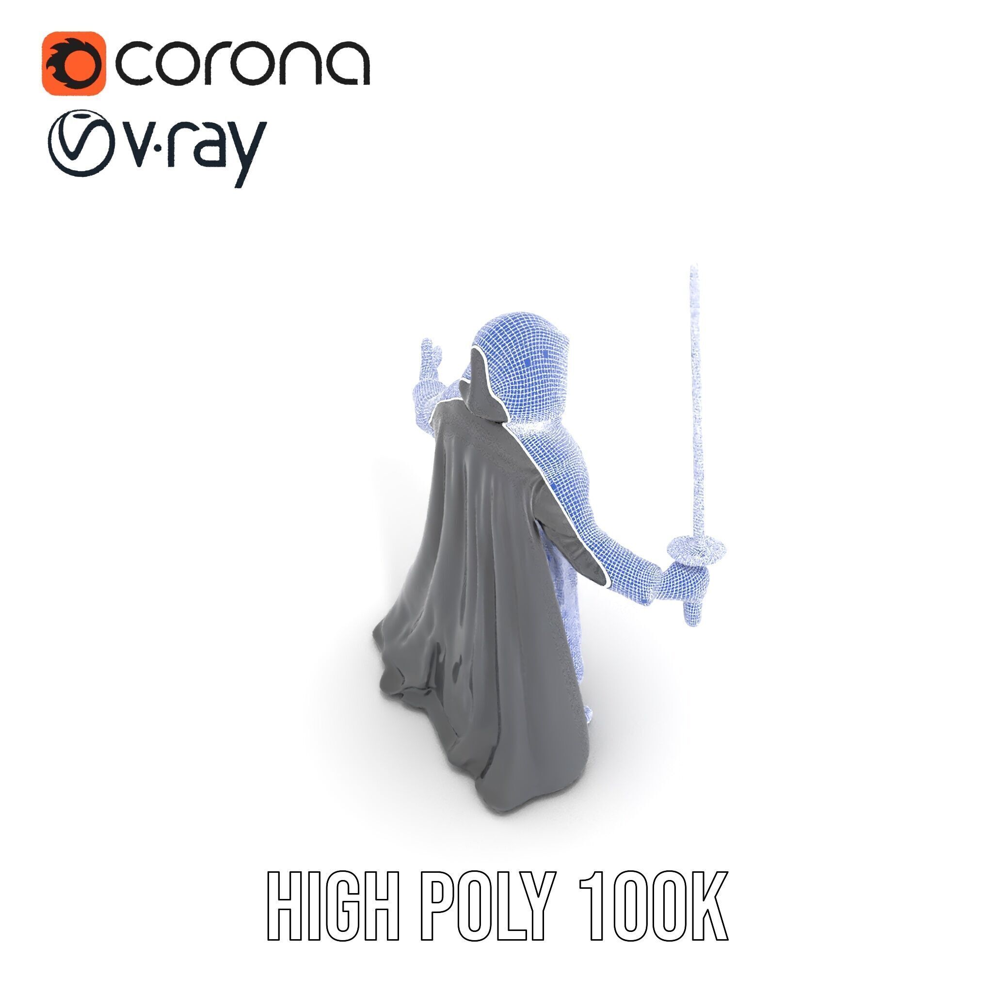 Dark Hooded Warrior Character Rigged and Animated D Model Low-poly 3D model_20