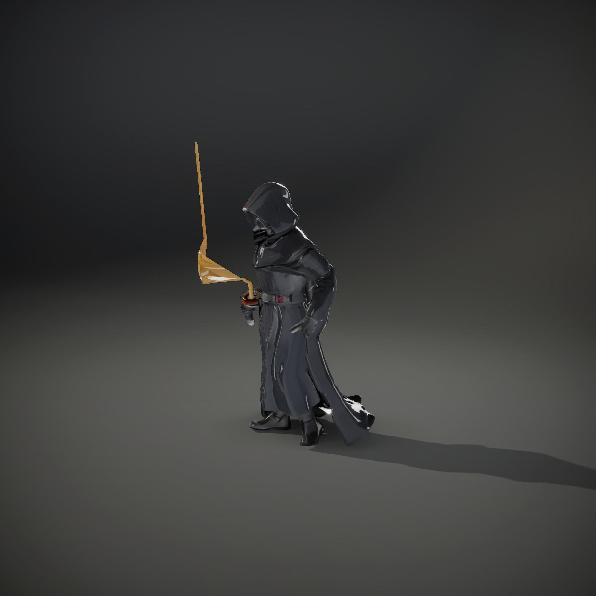 Dark Hooded Warrior Character Rigged and Animated D Model Low-poly 3D model_36