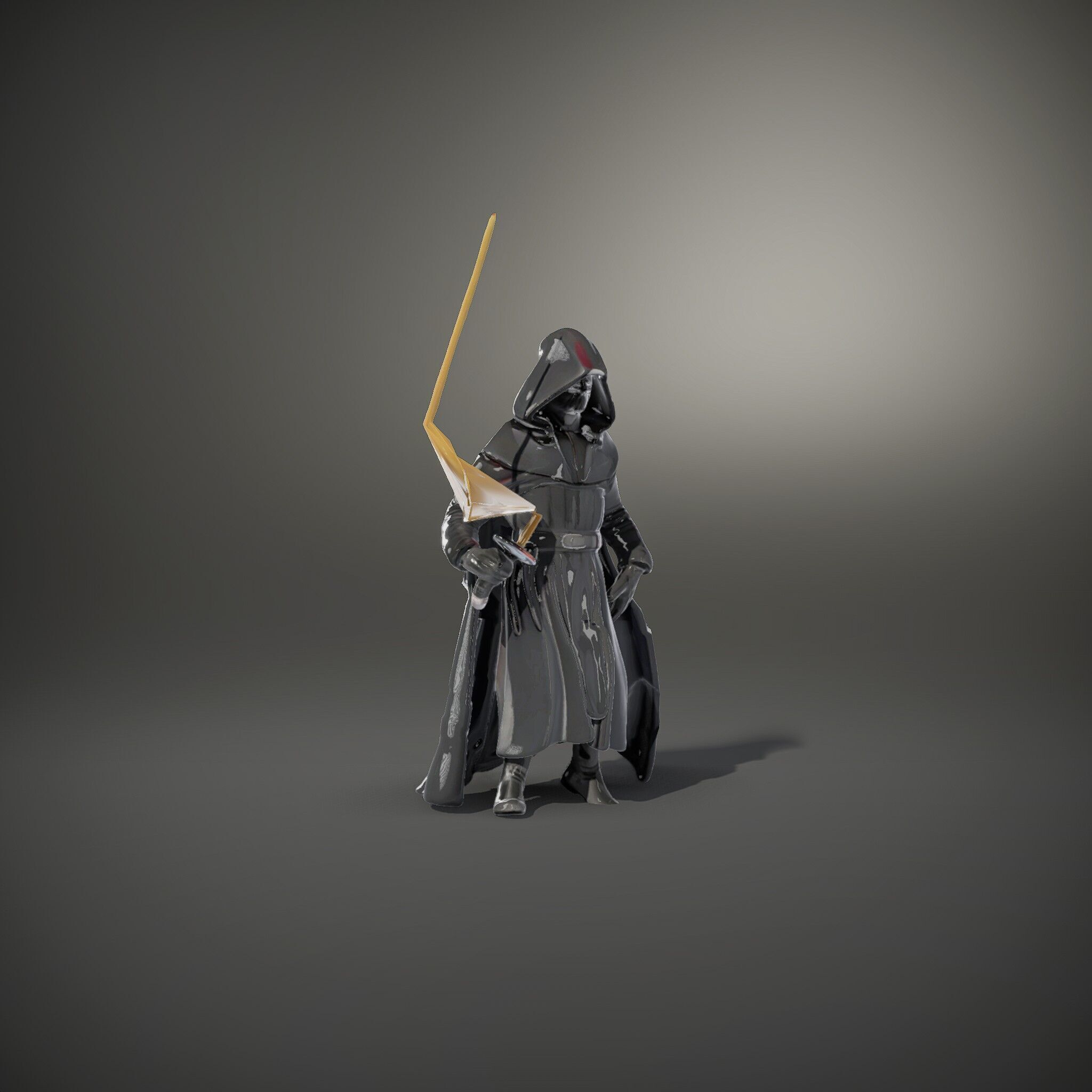 Dark Hooded Warrior Character Rigged and Animated D Model Low-poly 3D model_35