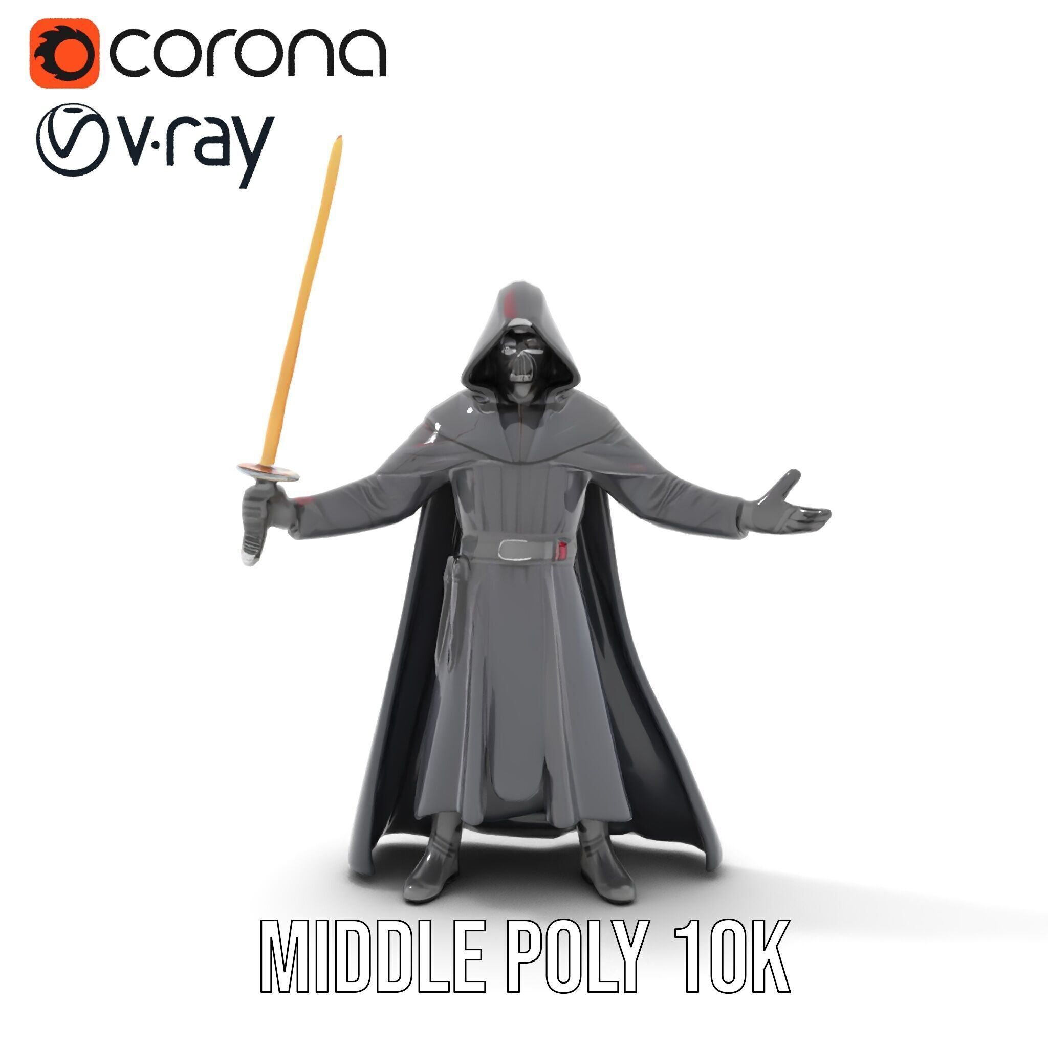 Dark Hooded Warrior Character Rigged and Animated D Model Low-poly 3D model_32