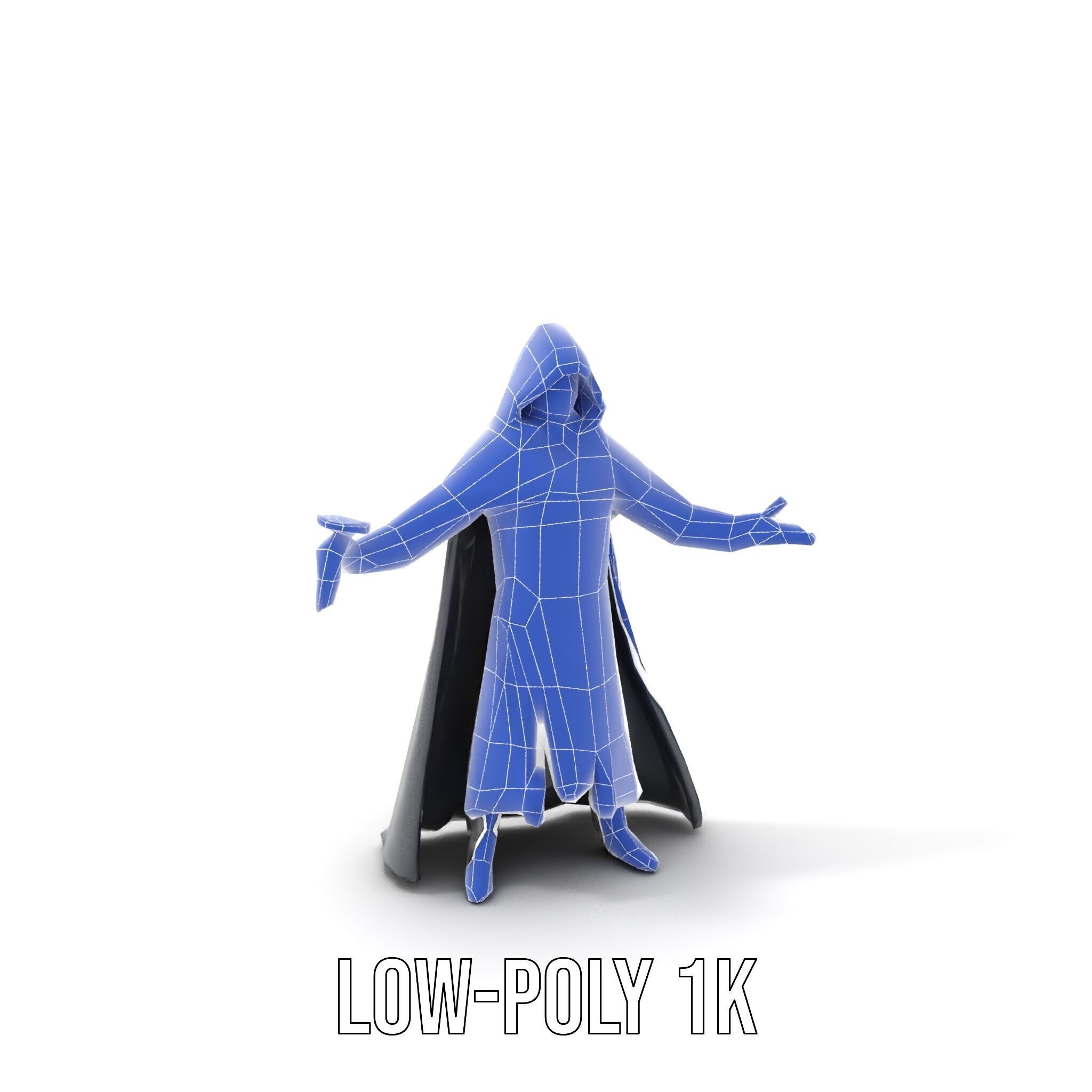 Dark Hooded Warrior Character Rigged and Animated D Model Low-poly 3D model_28
