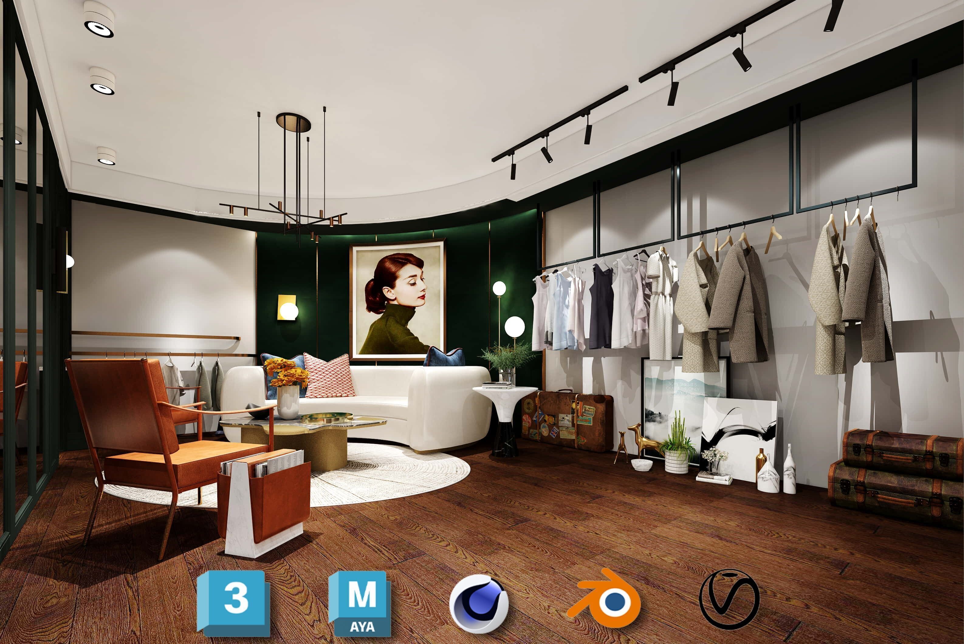 Beauty Salon 3D Scene Collection Low-poly 3D model_4