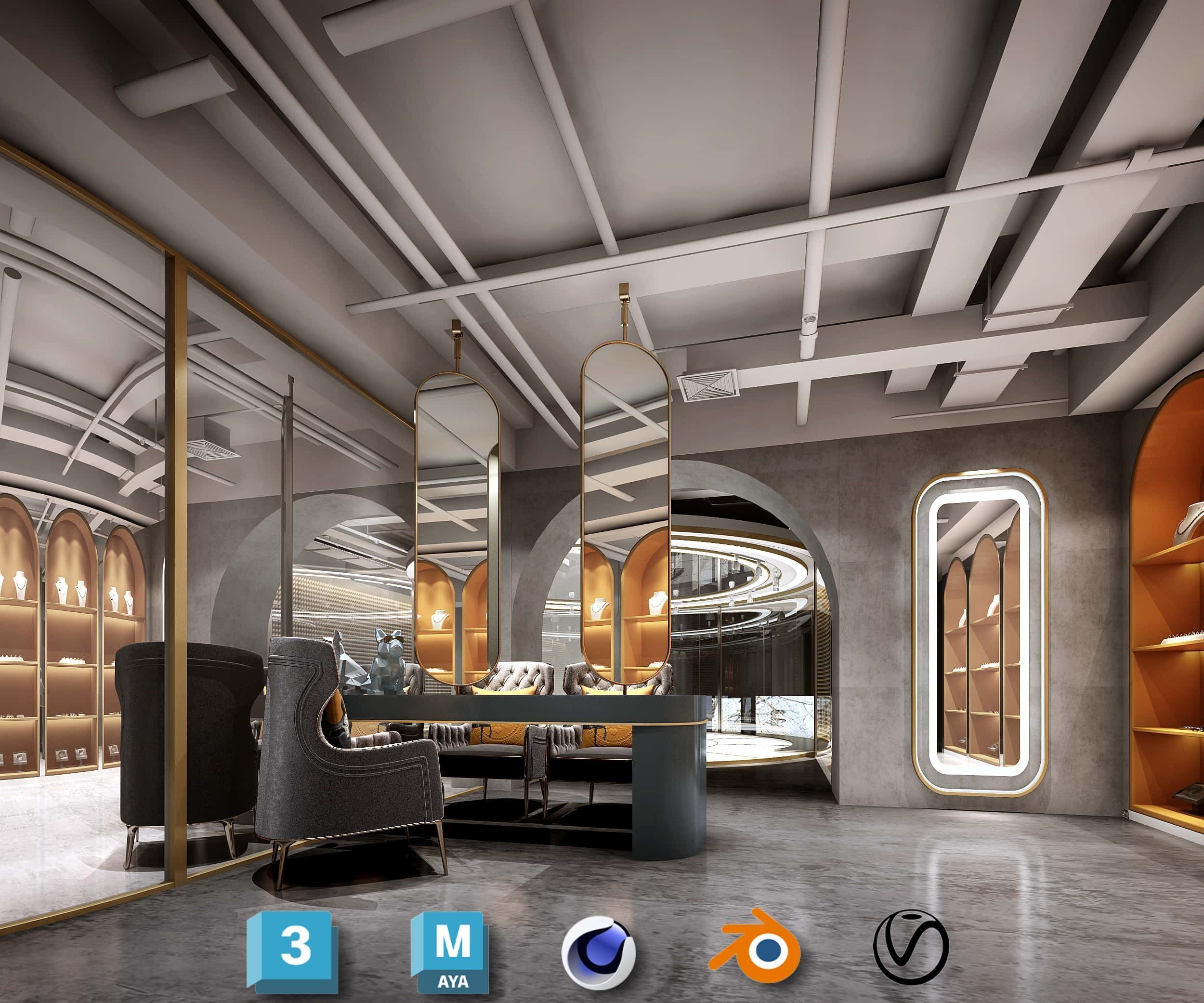 Beauty Salon 3D Scene Collection Low-poly 3D model_10