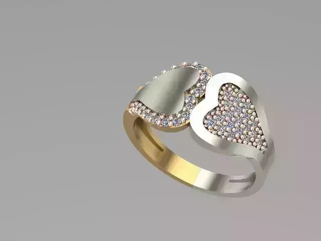 Ring heart with diamonds 3D print model
