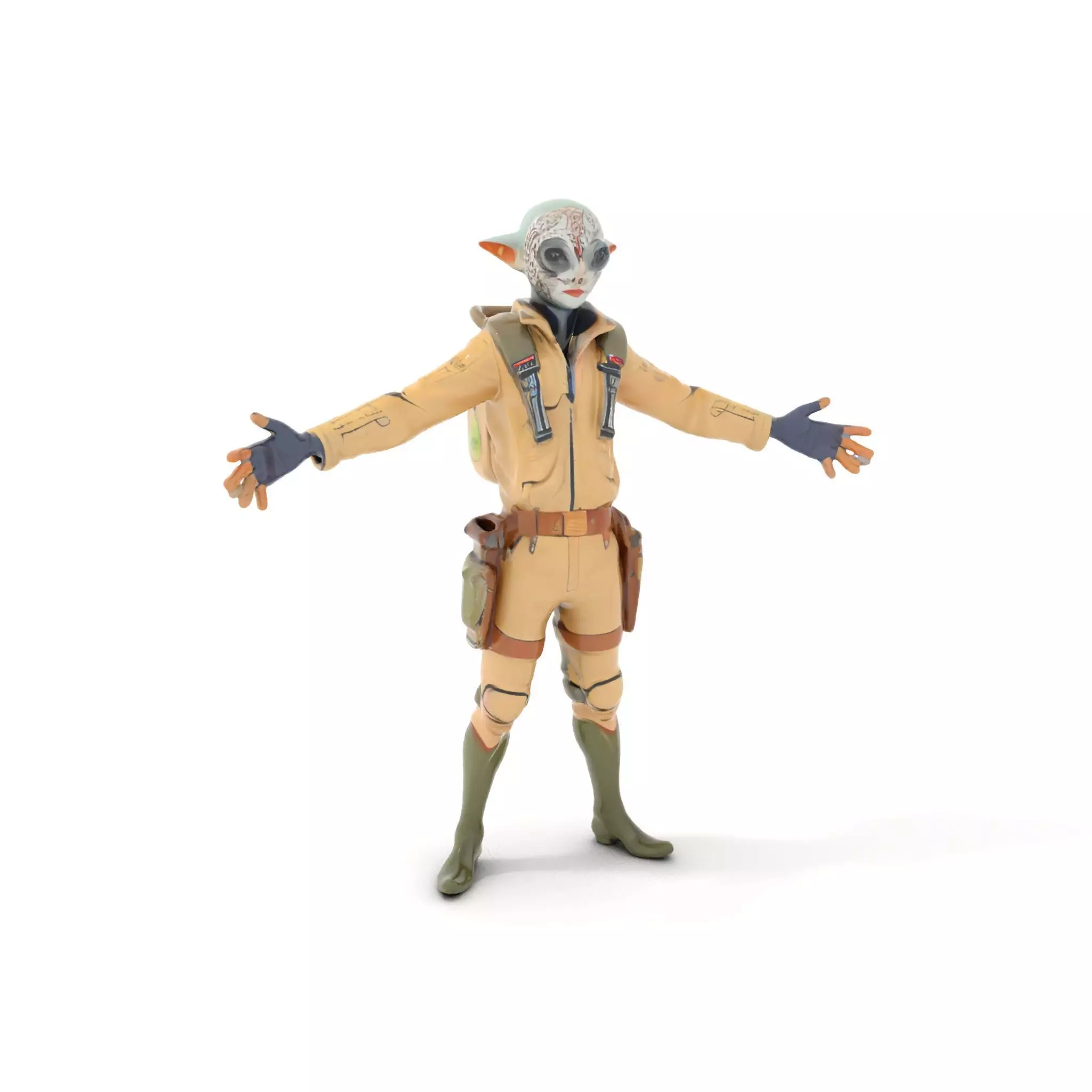 Alien Explorer Rigged and Animated D Character Model for Games Low-poly 3D model