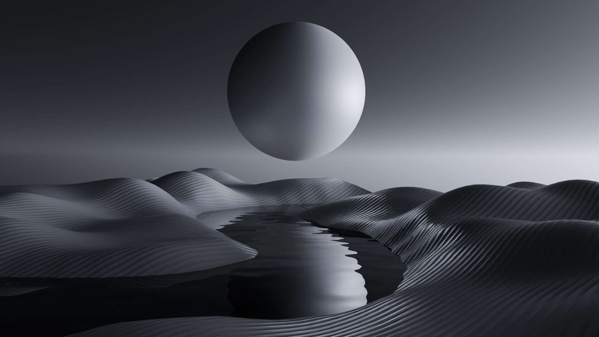 Tranquil Full Moon Landscape Animation 3D model_8