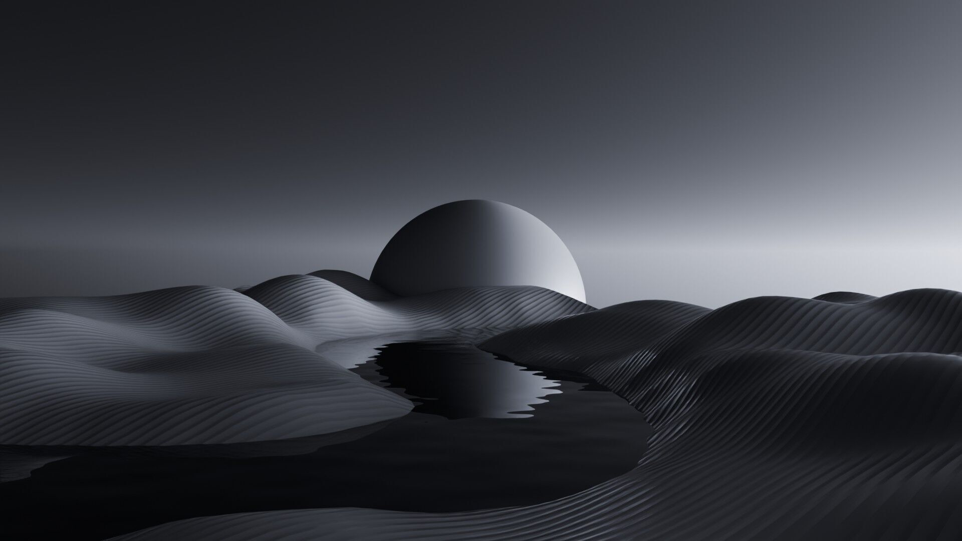 Tranquil Full Moon Landscape Animation 3D model_4