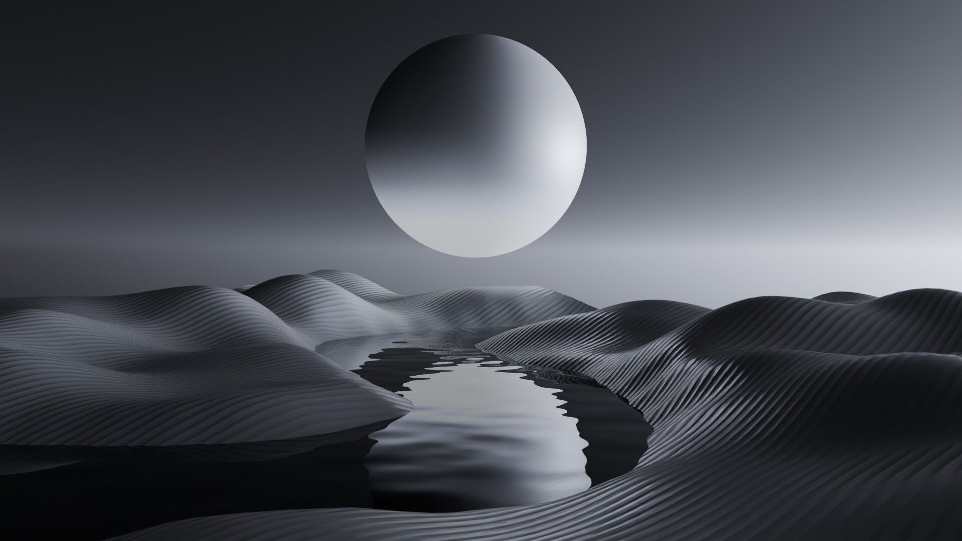 Tranquil Full Moon Landscape Animation 3D model_9
