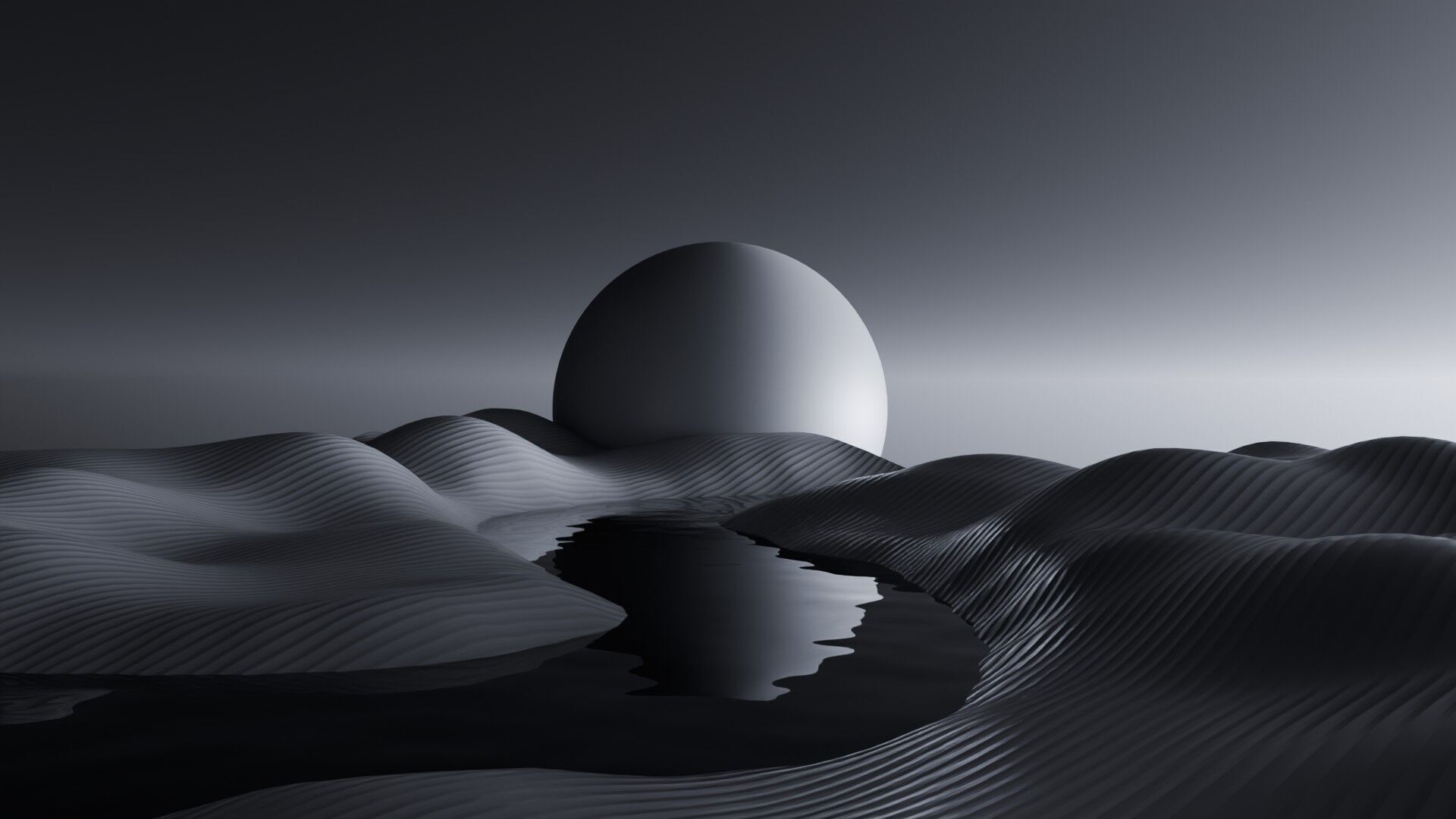 Tranquil Full Moon Landscape Animation 3D model_5