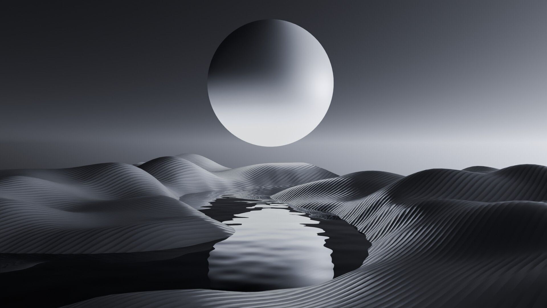 Tranquil Full Moon Landscape Animation 3D model_10