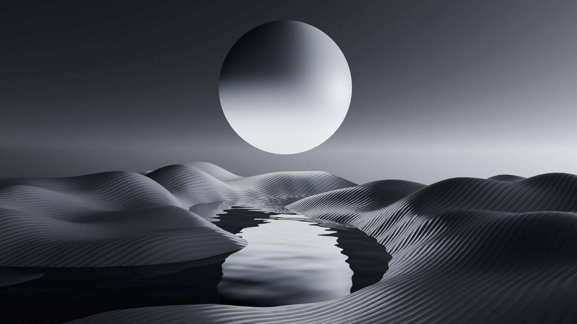Tranquil Full Moon Landscape Animation 3D model_11