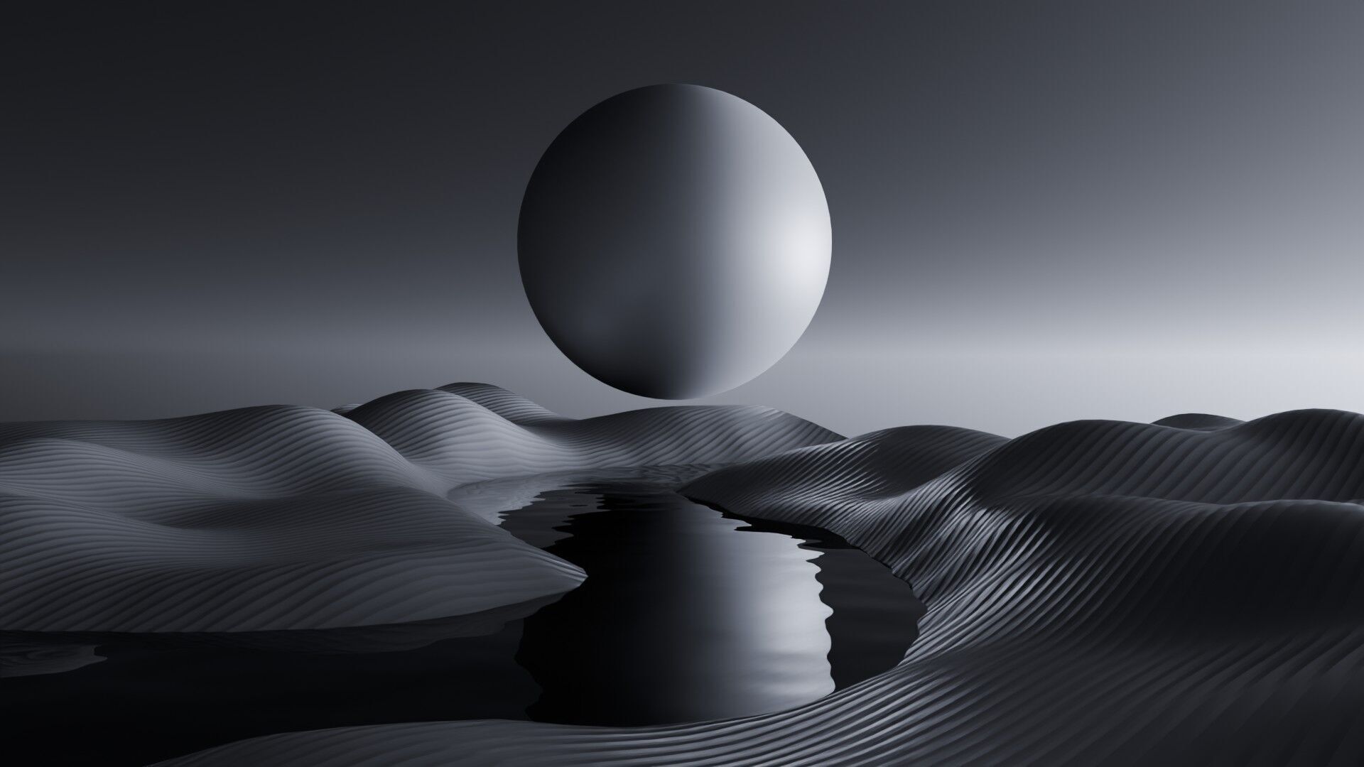 Tranquil Full Moon Landscape Animation 3D model_7