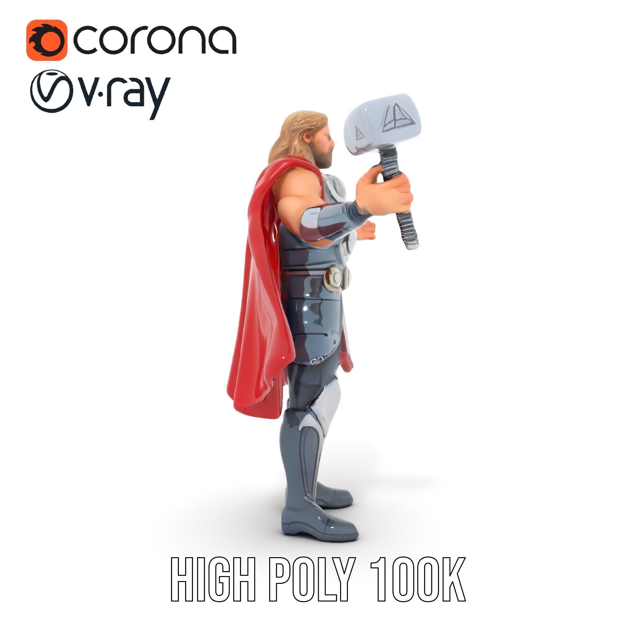 Thunder God Rigged and Animated Character Model Low-poly 3D model_20