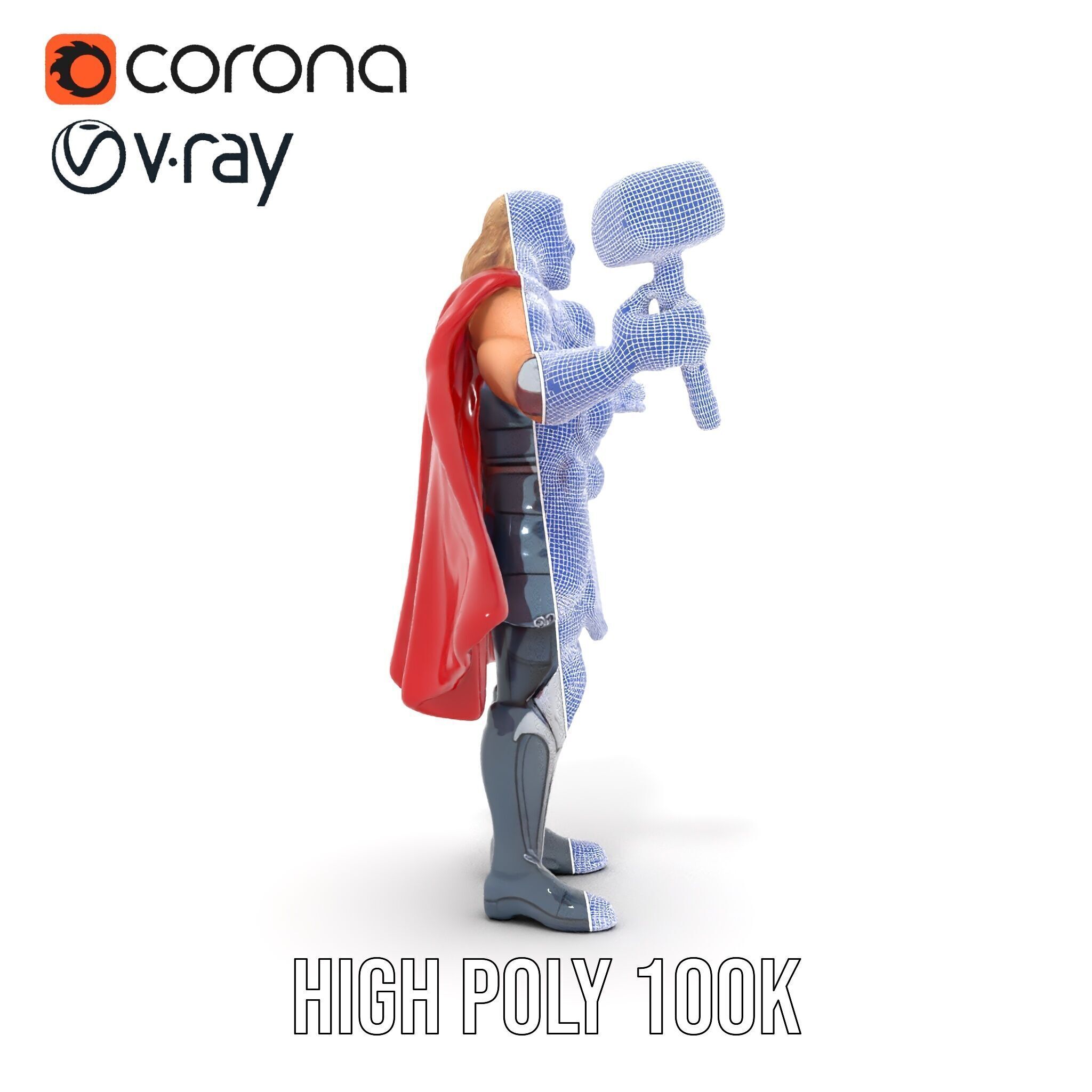 Thunder God Rigged and Animated Character Model Low-poly 3D model_31