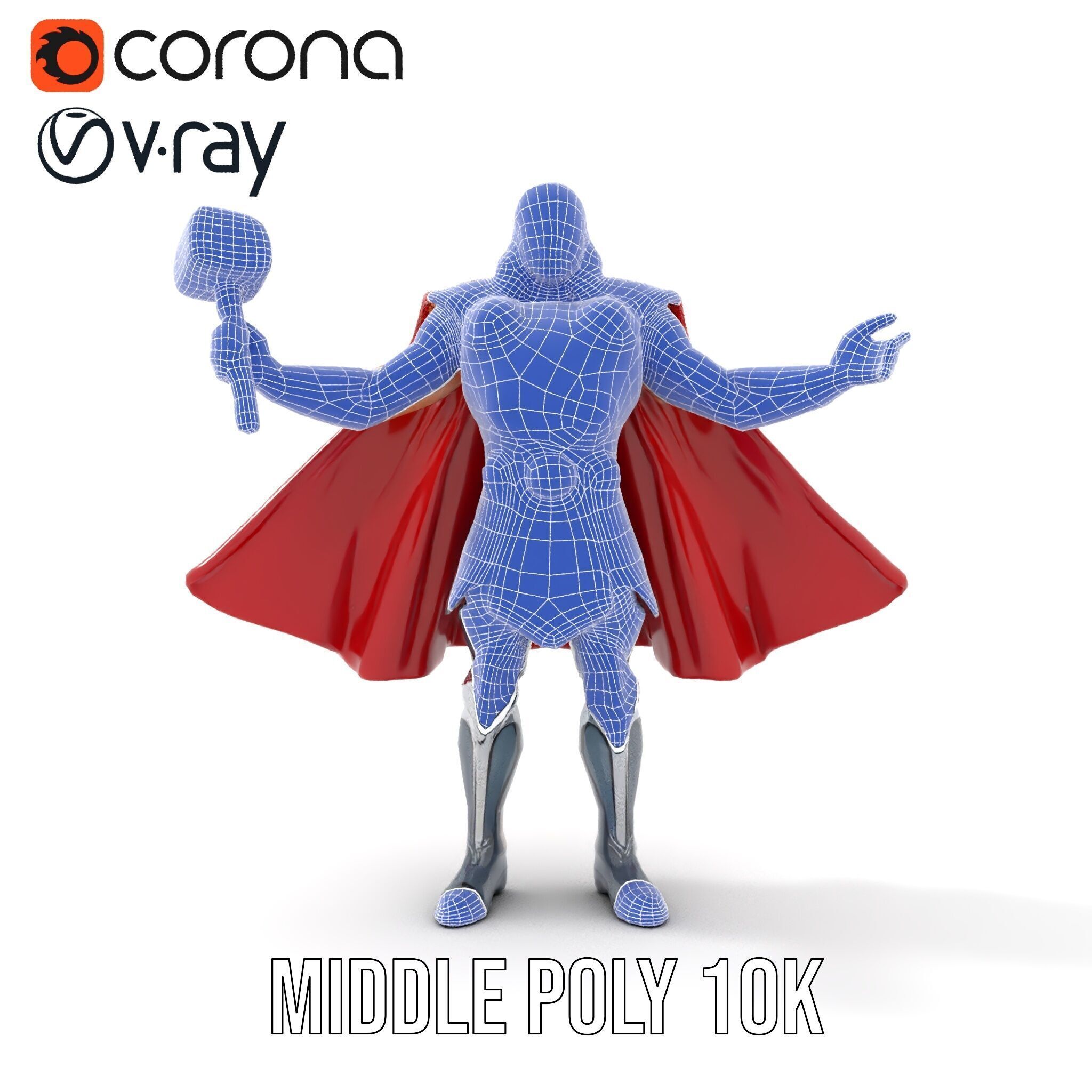 Thunder God Rigged and Animated Character Model Low-poly 3D model_32