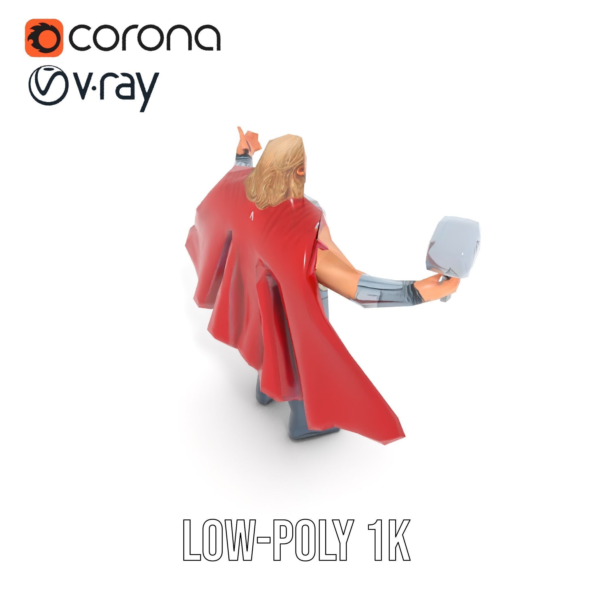 Thunder God Rigged and Animated Character Model Low-poly 3D model_8