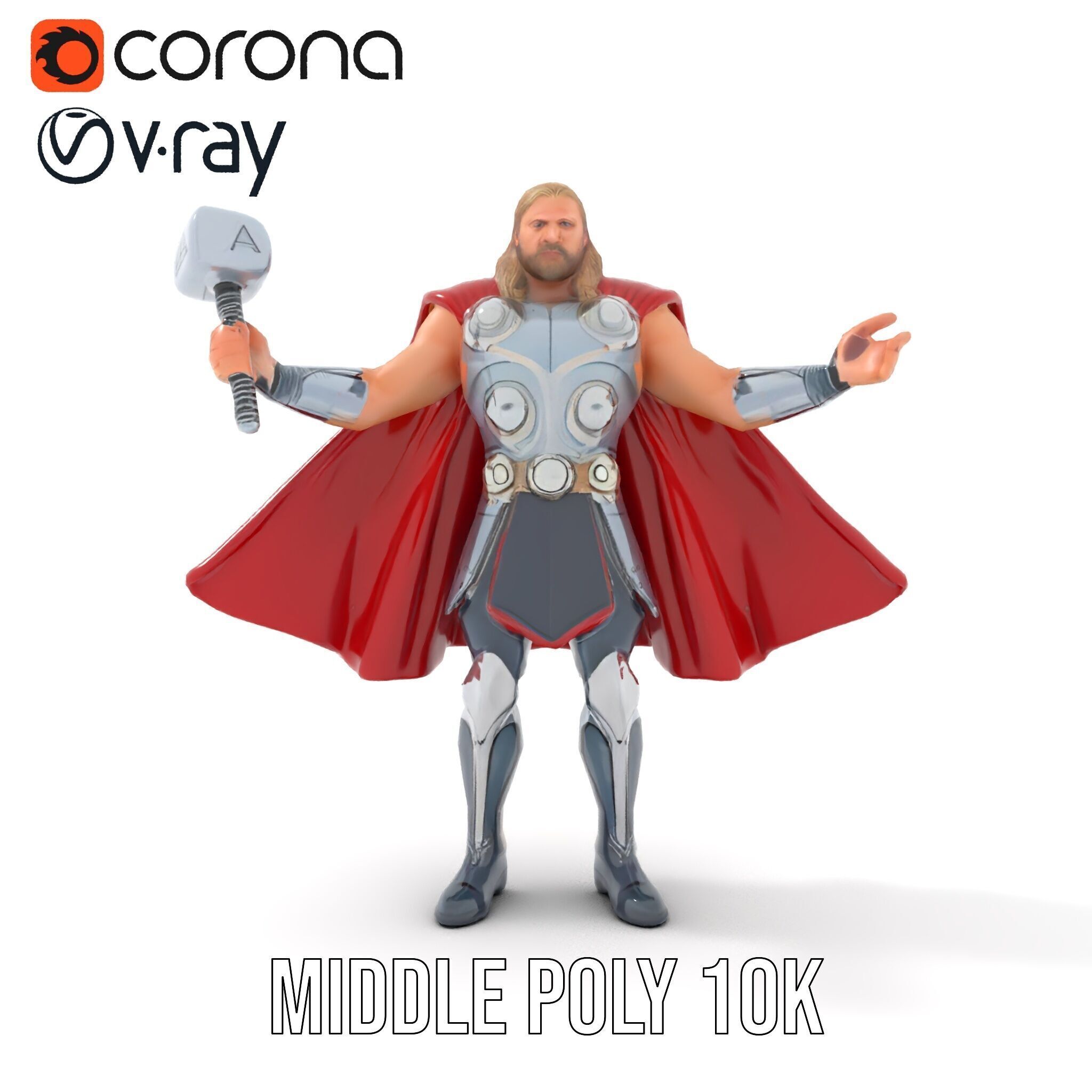 Thunder God Rigged and Animated Character Model Low-poly 3D model_21