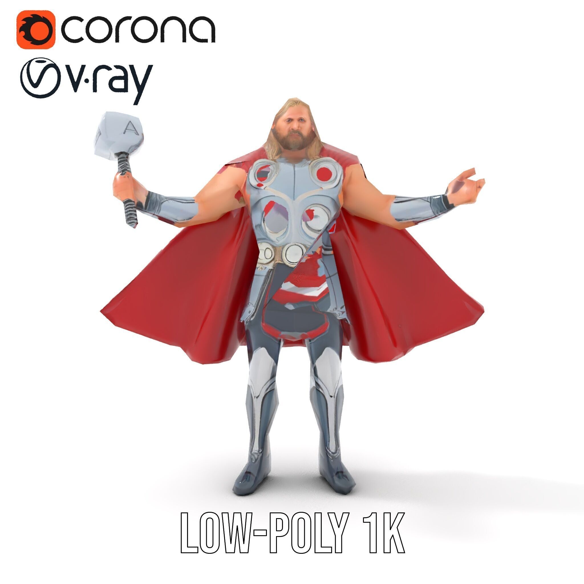 Thunder God Rigged and Animated Character Model Low-poly 3D model_11