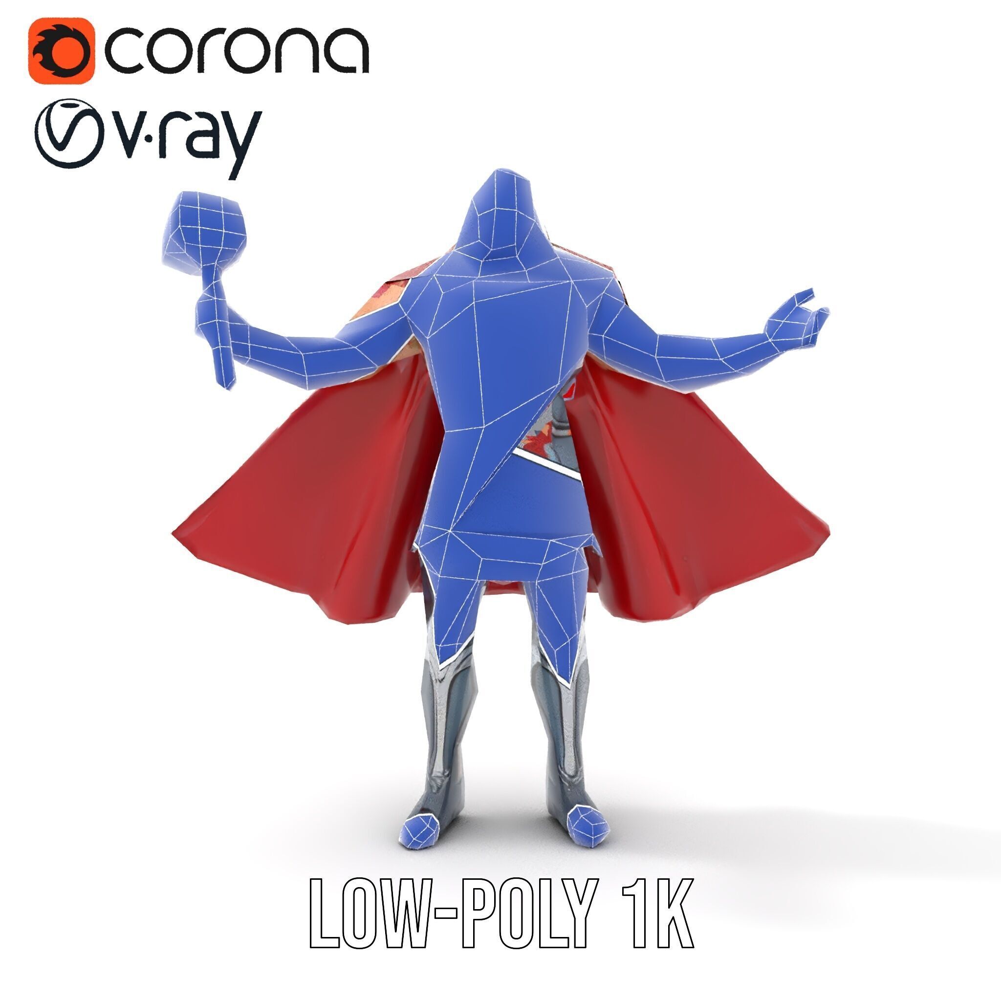 Thunder God Rigged and Animated Character Model Low-poly 3D model_22