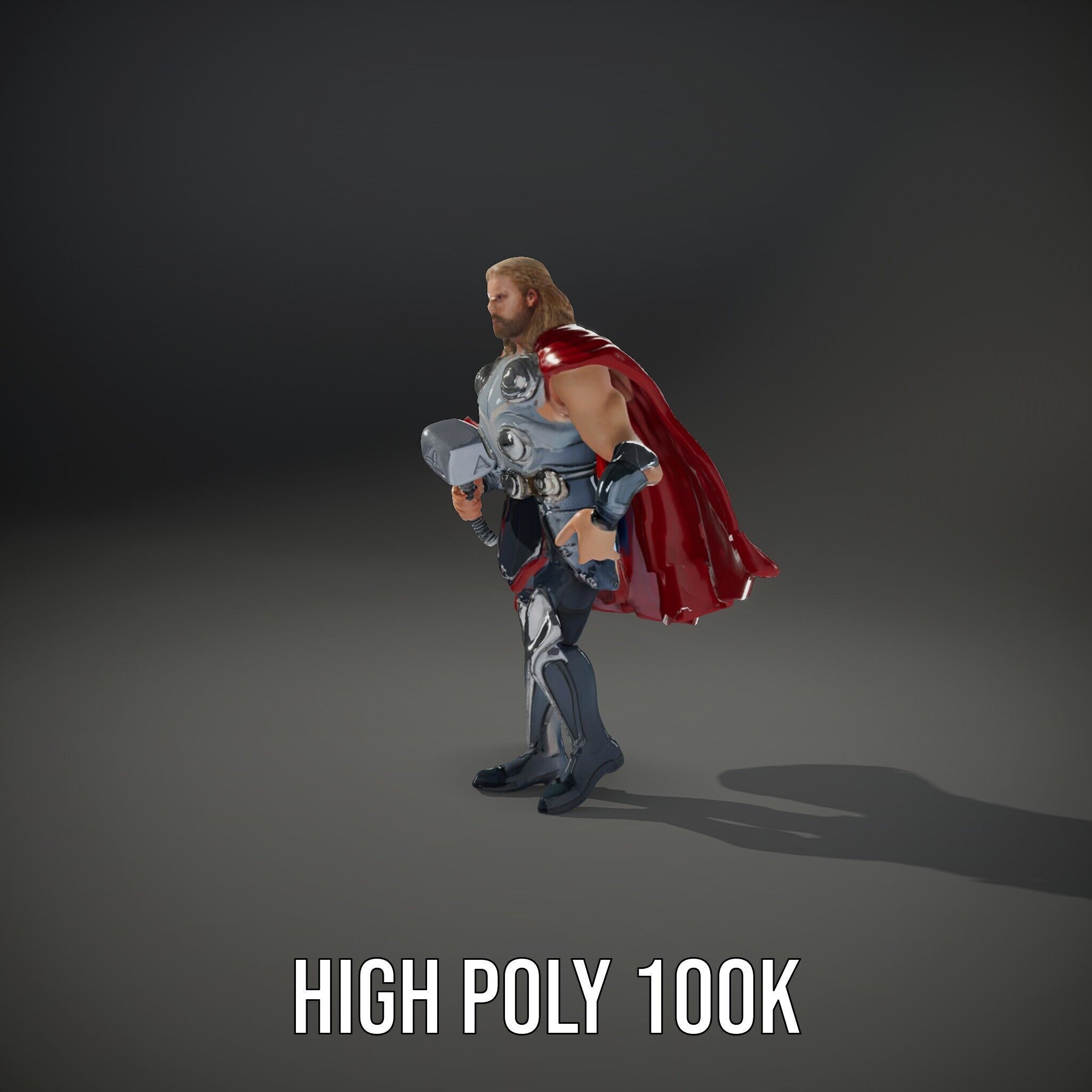 Thunder God Rigged and Animated Character Model Low-poly 3D model_35