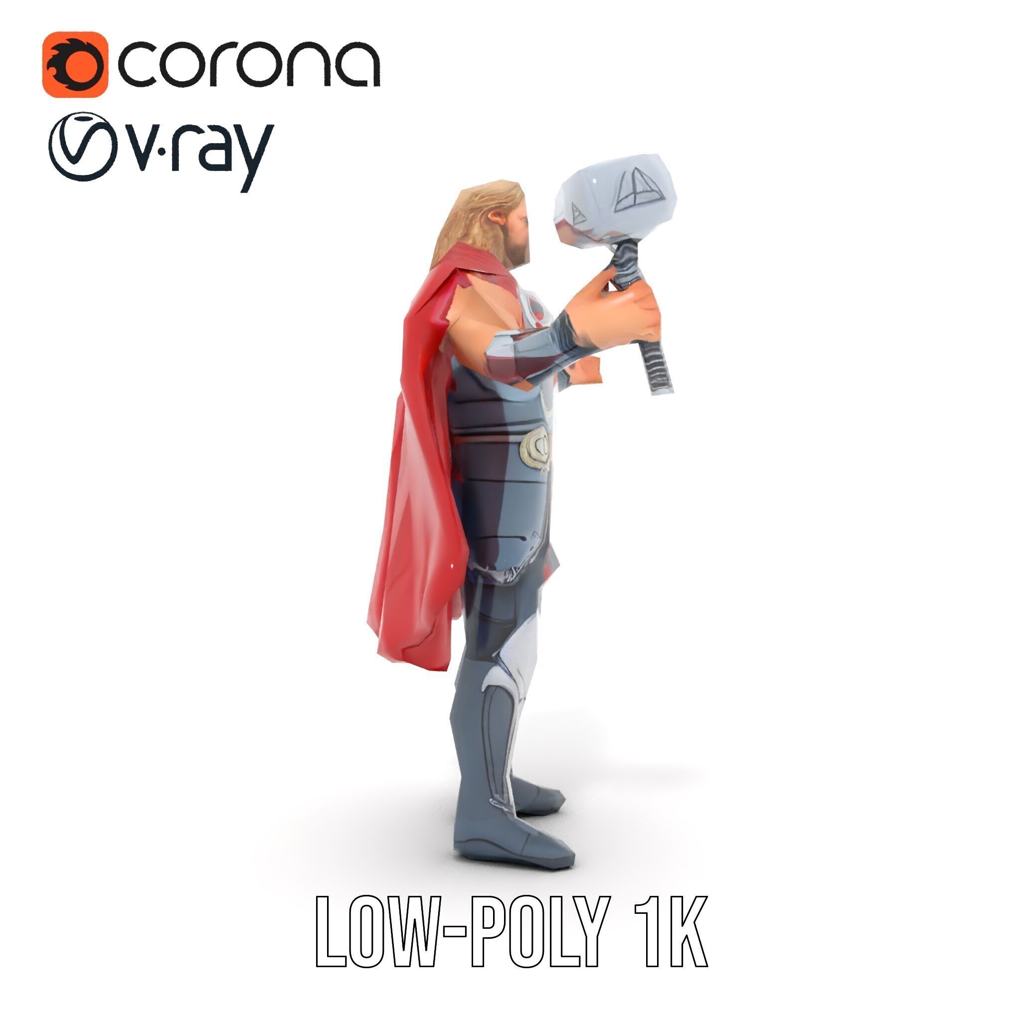 Thunder God Rigged and Animated Character Model Low-poly 3D model_13